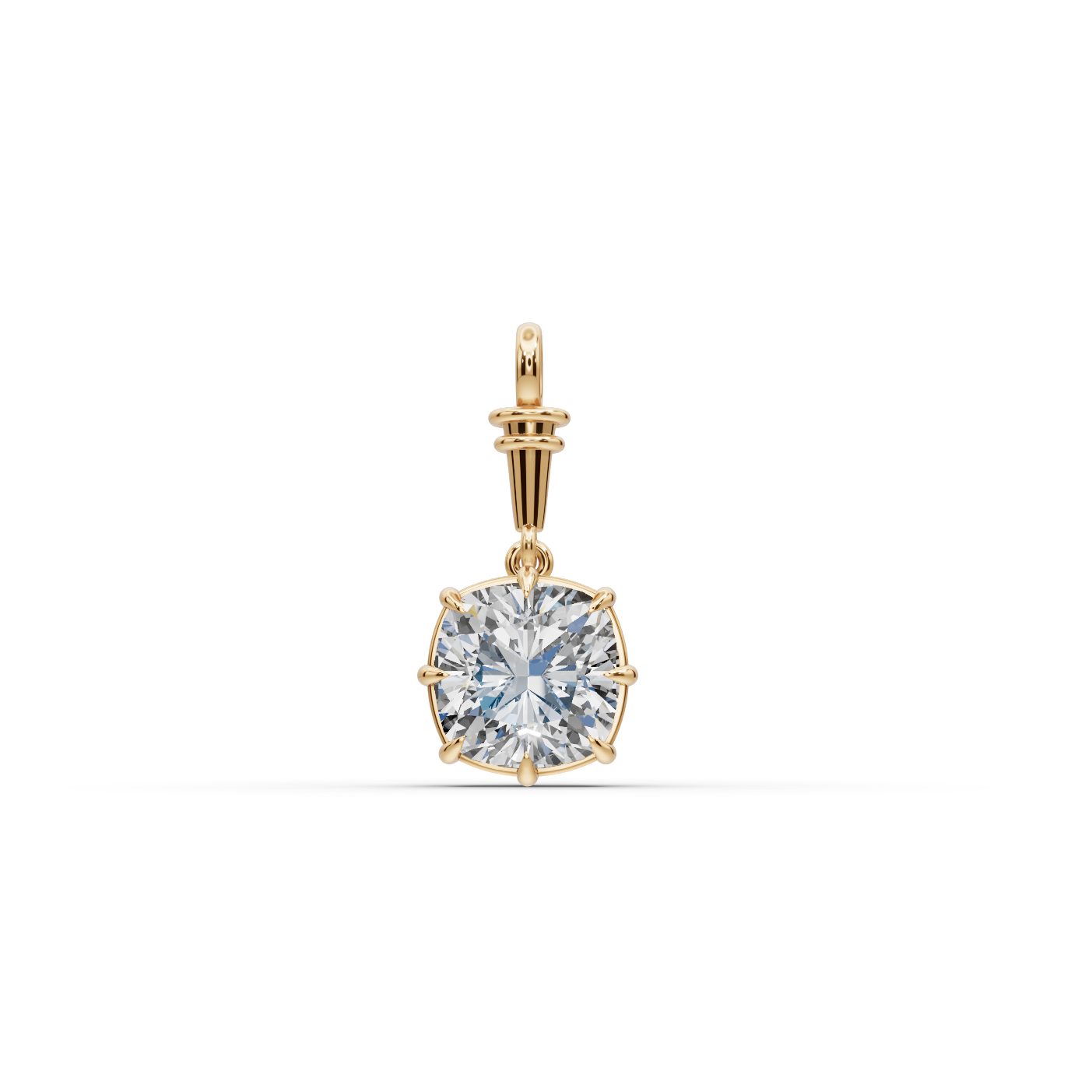 Iconic Muse Cushion Lab-Grown Diamond Solitaire Pendant in yellow gold, set with lab-grown diamonds