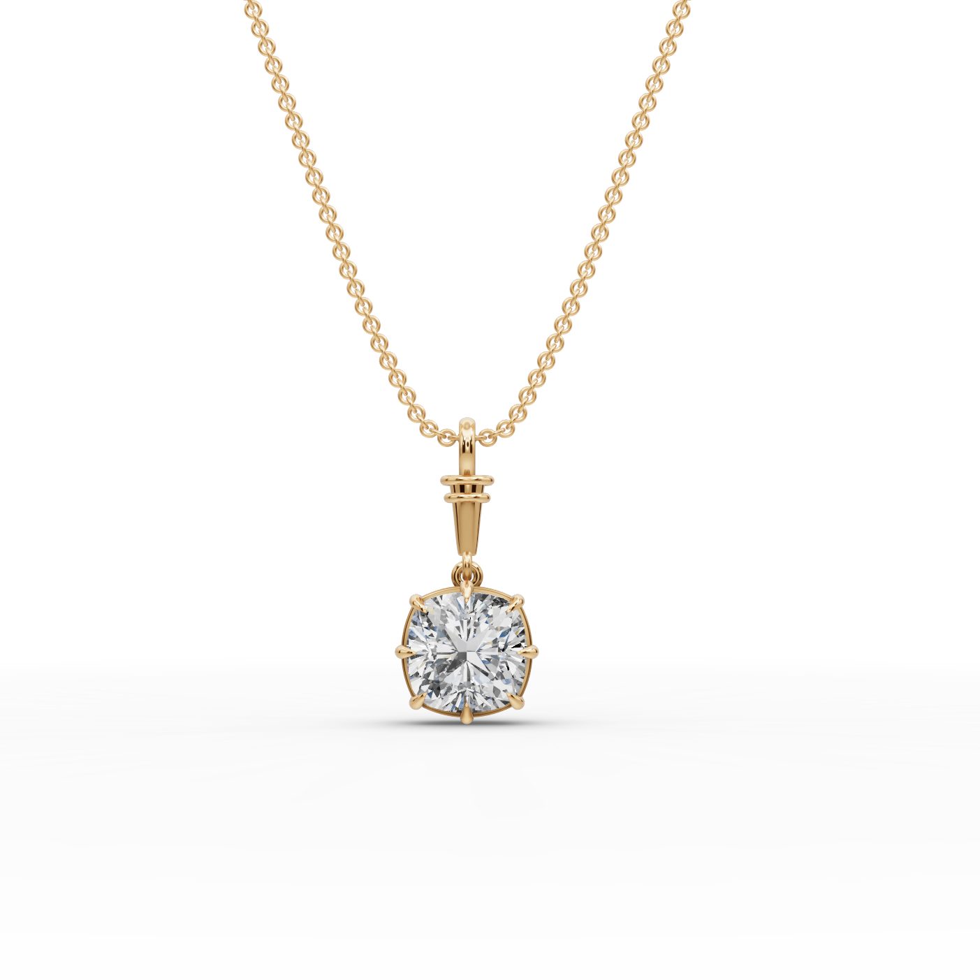 Iconic Muse Cushion Lab-Grown Diamond Solitaire Pendant in yellow gold