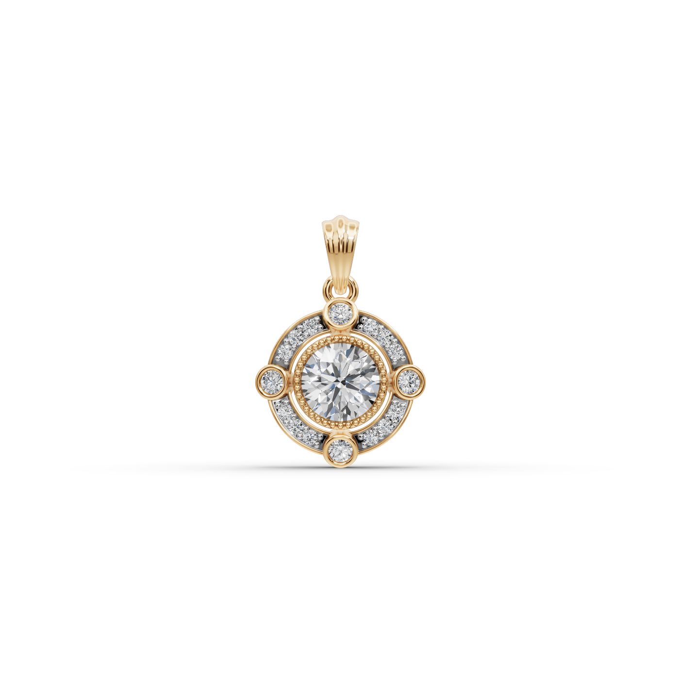 Pristine Promise Round Lab-Grown Diamond Solitaire Pendant in yellow gold, set with lab-grown diamonds