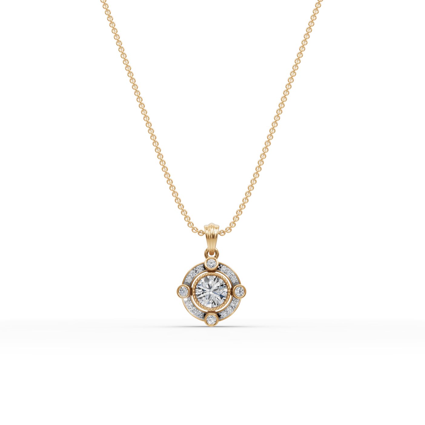 Pristine Promise Round Lab-Grown Diamond Solitaire Pendant in yellow gold