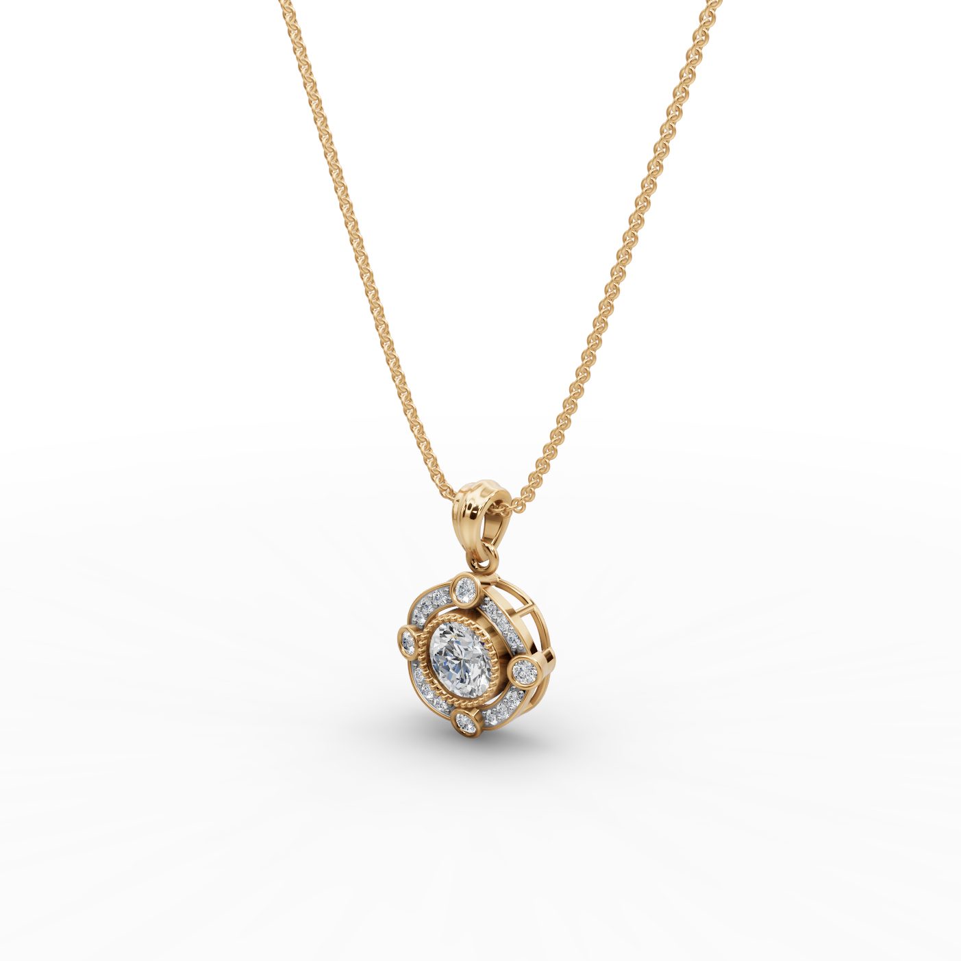 Pristine Promise Round Lab-Grown Diamond Solitaire Pendant in yellow gold