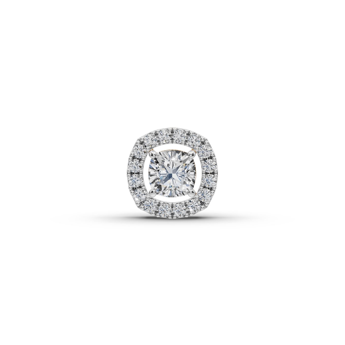 Endless Cascade Cushion Lab-Grown Diamond Halo Pendant in yellow gold, set with lab-grown diamonds