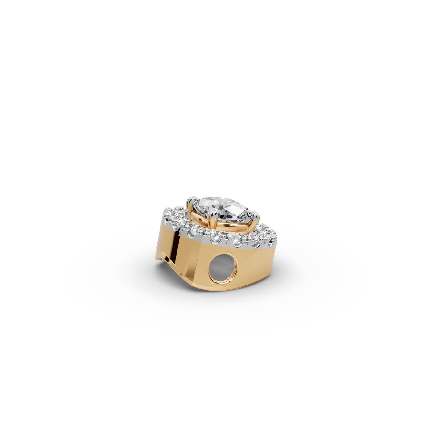 Endless Cascade Cushion Lab-Grown Diamond Halo Pendant in yellow gold
