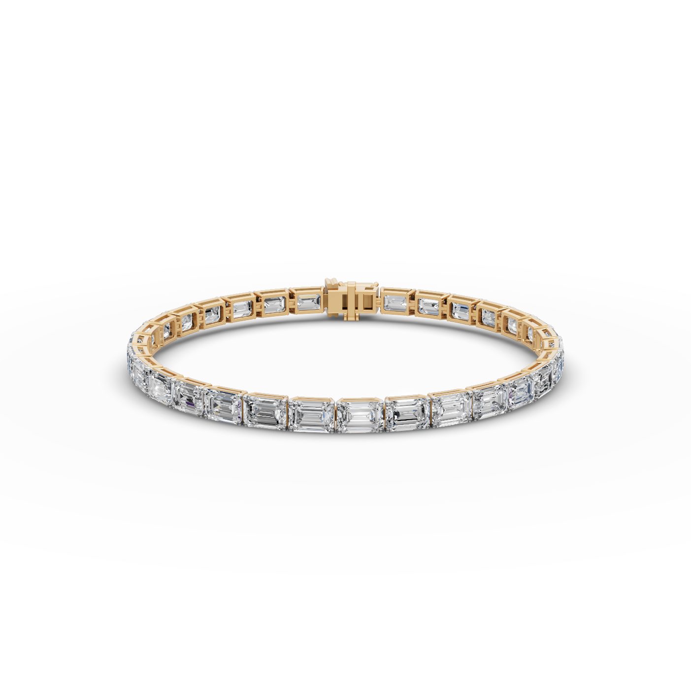 Iconic Promise Emerald Lab-Grown Diamond Tennis Bracelet in yellow gold, set with lab-grown diamonds
