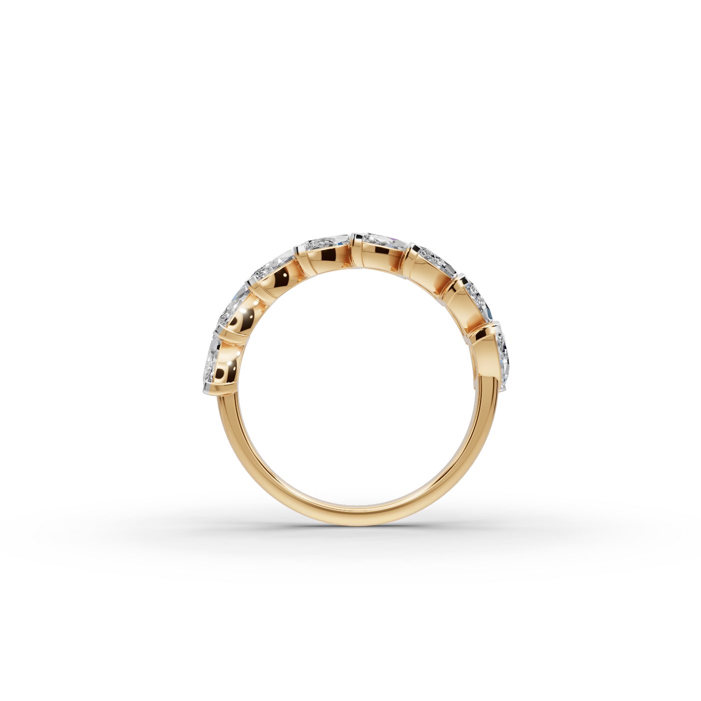 Majestic Signature Marquise Lab-Grown Diamond Bands Ring in yellow gold