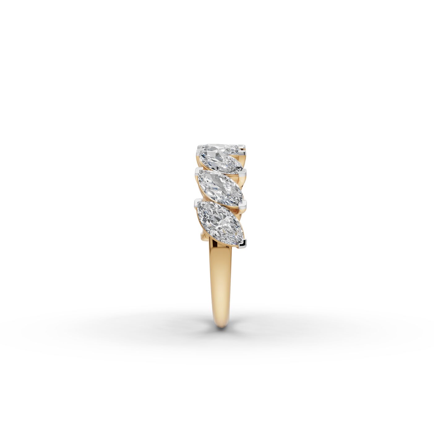 Majestic Signature Marquise Lab-Grown Diamond Bands Ring in yellow gold
