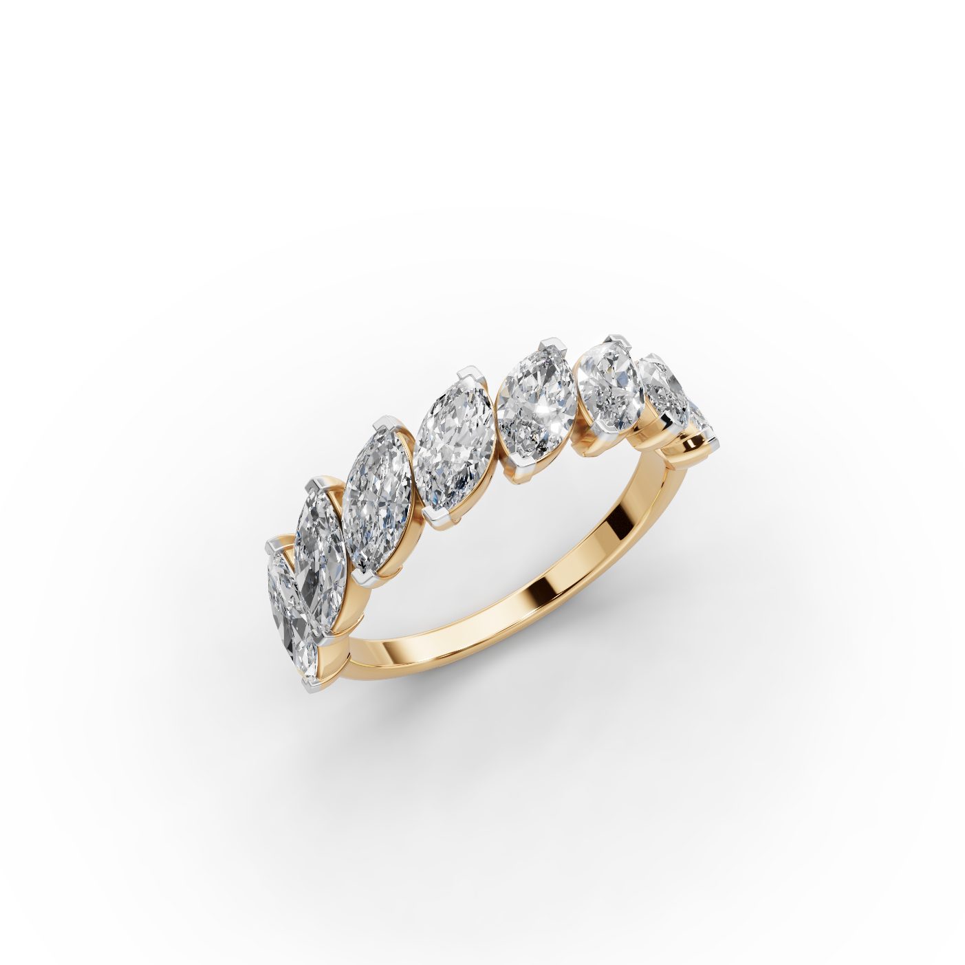 Majestic Signature Marquise Lab-Grown Diamond Bands Ring in yellow gold