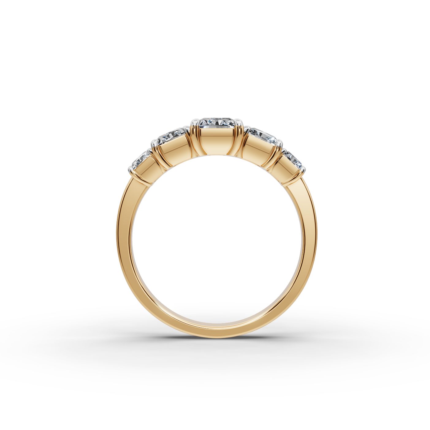 Royal Ember Radiant Lab-Grown Diamond Five Stone Ring in yellow gold