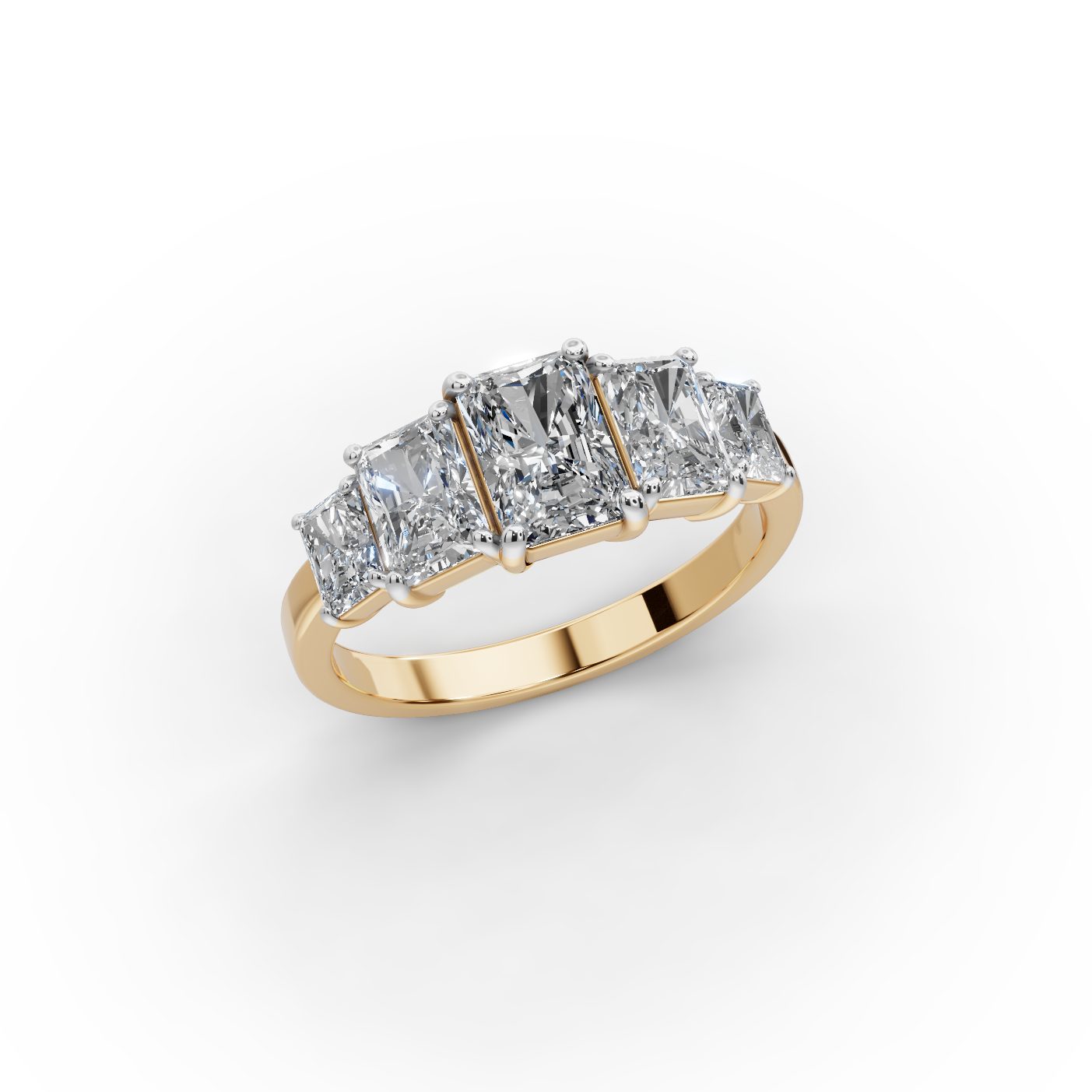 Royal Ember Radiant Lab-Grown Diamond Five Stone Ring in yellow gold