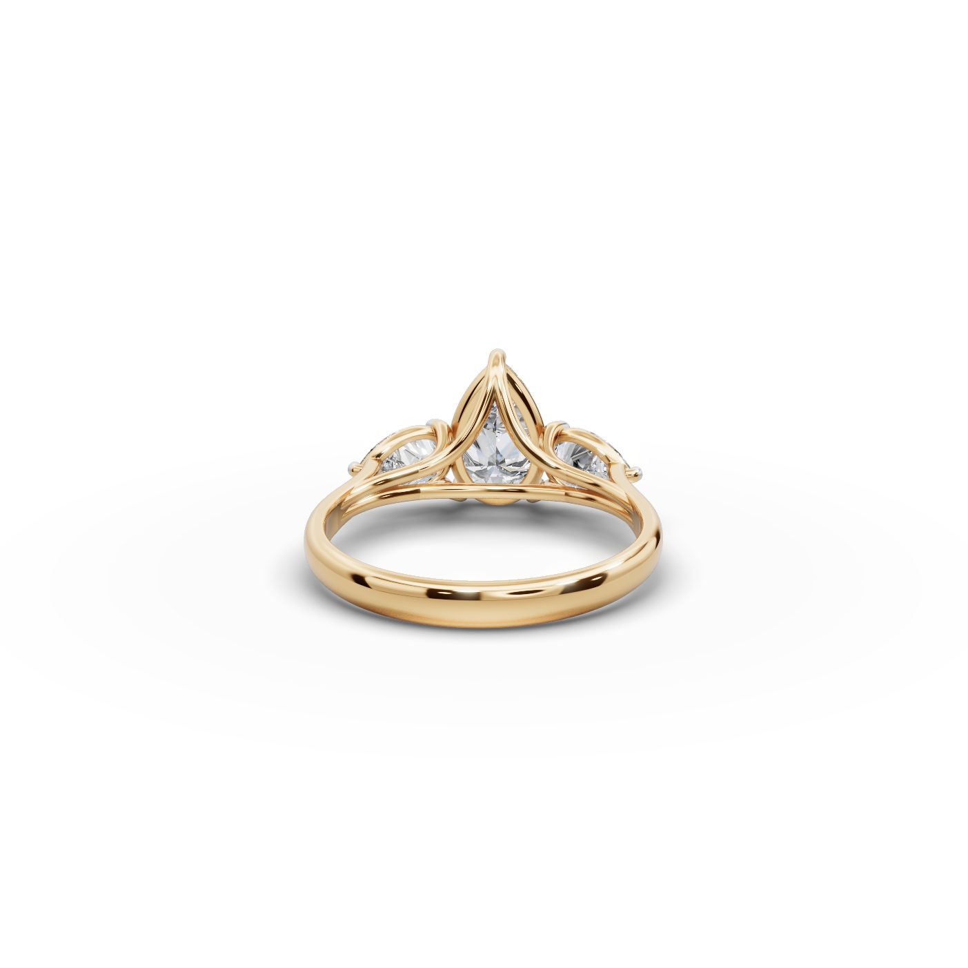 Elegant Ember Pear Lab-Grown Diamond Three Stone Ring in yellow gold