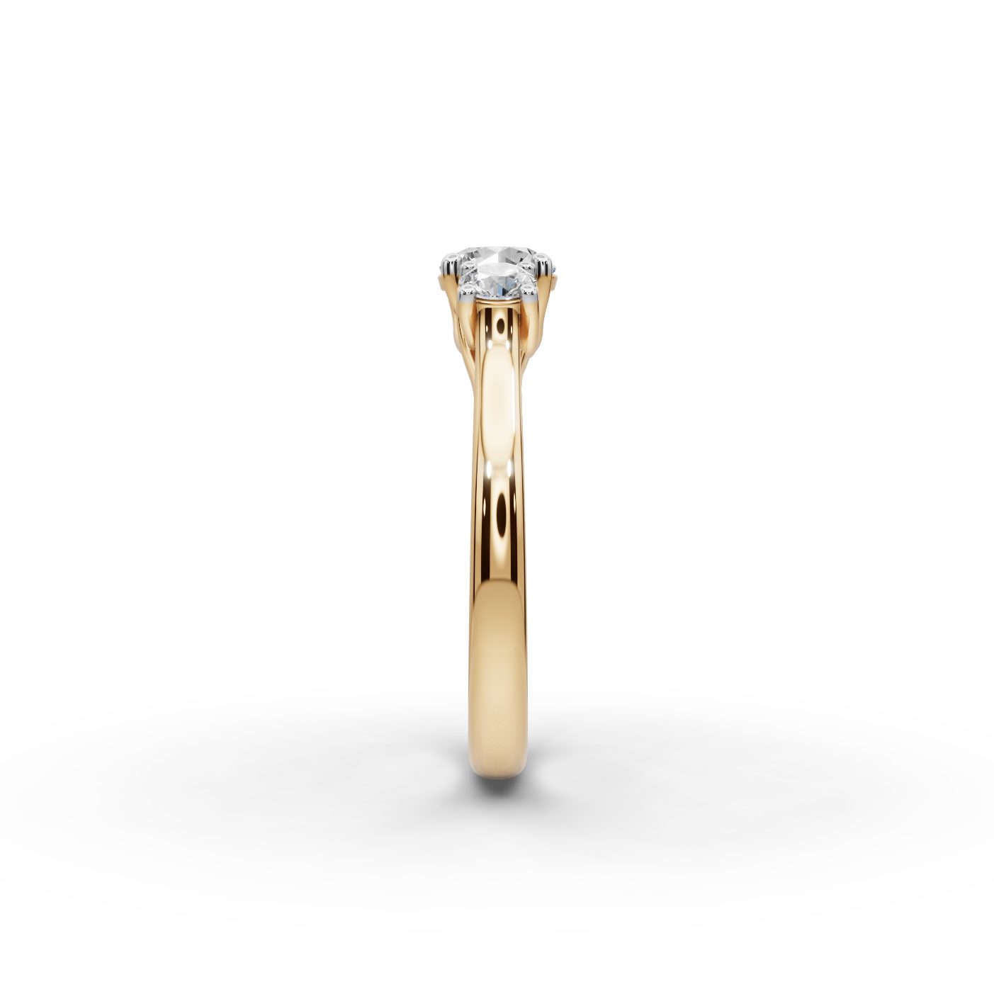 Celestial Trail Round Lab-Grown Diamond Three Stone Ring in yellow gold