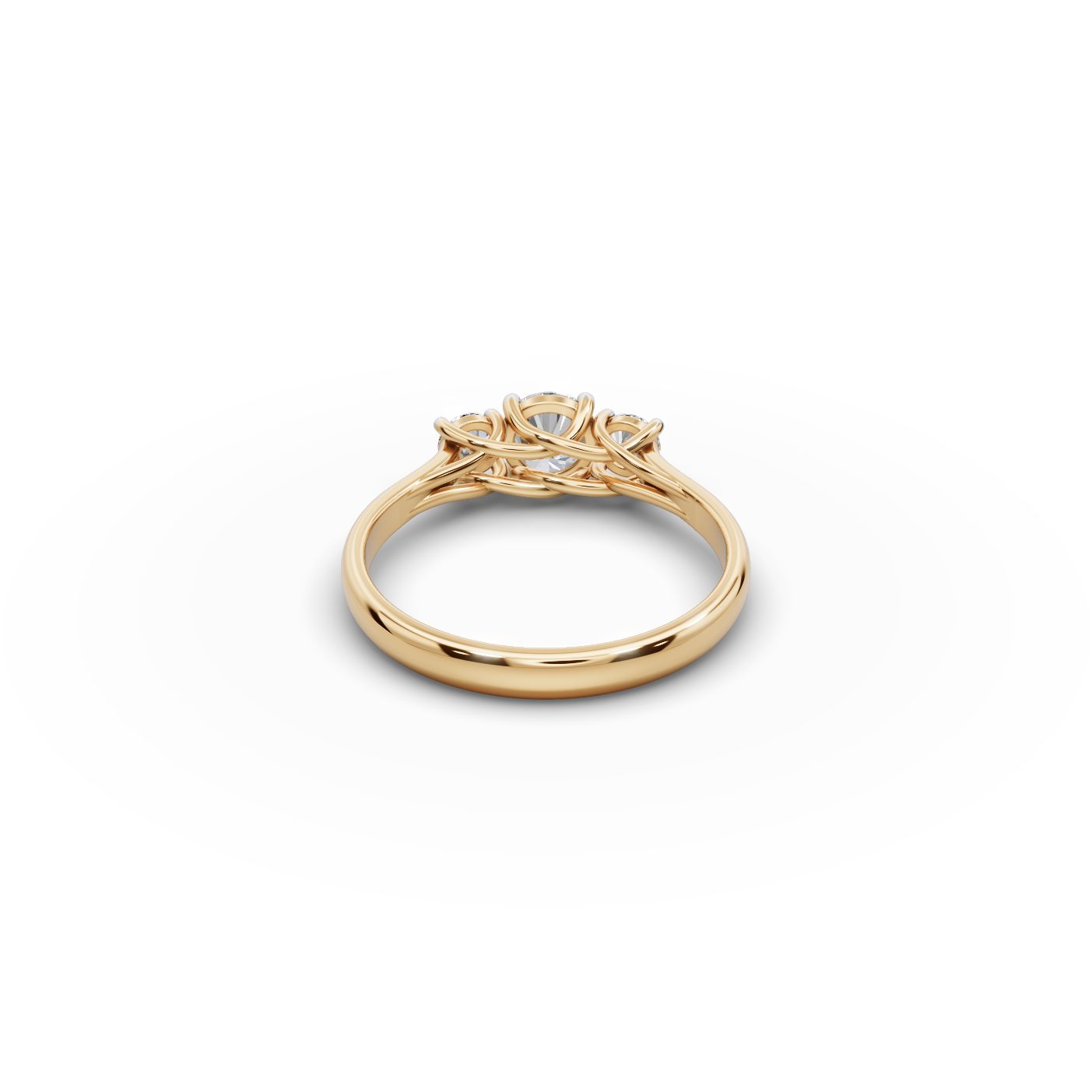 Celestial Trail Round Lab-Grown Diamond Three Stone Ring in yellow gold