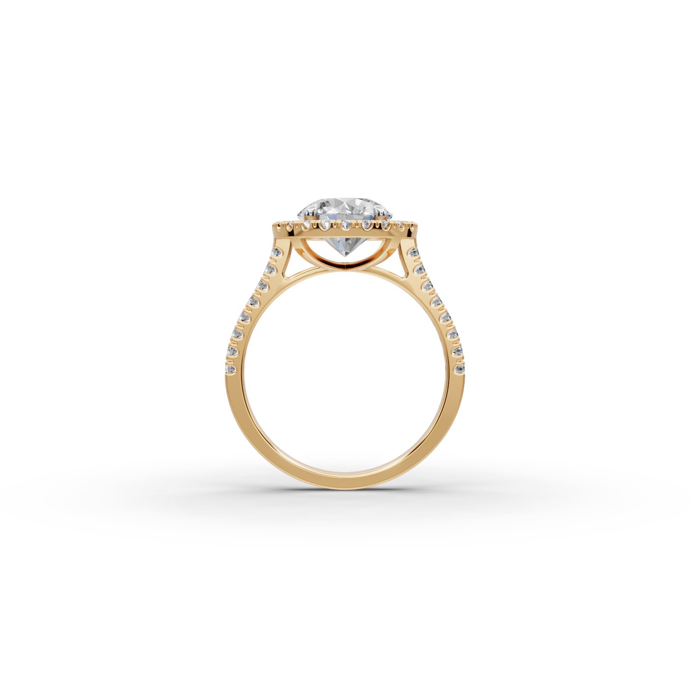 Graceful Whisper Round Lab-Grown Diamond Halo Ring in yellow gold