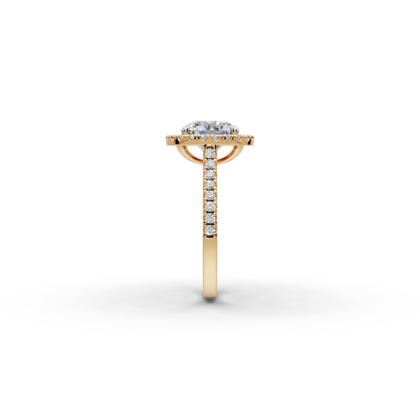 Graceful Whisper Round Lab-Grown Diamond Halo Ring in yellow gold
