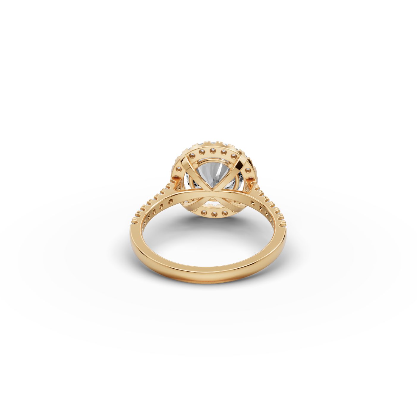 Graceful Whisper Round Lab-Grown Diamond Halo Ring in yellow gold