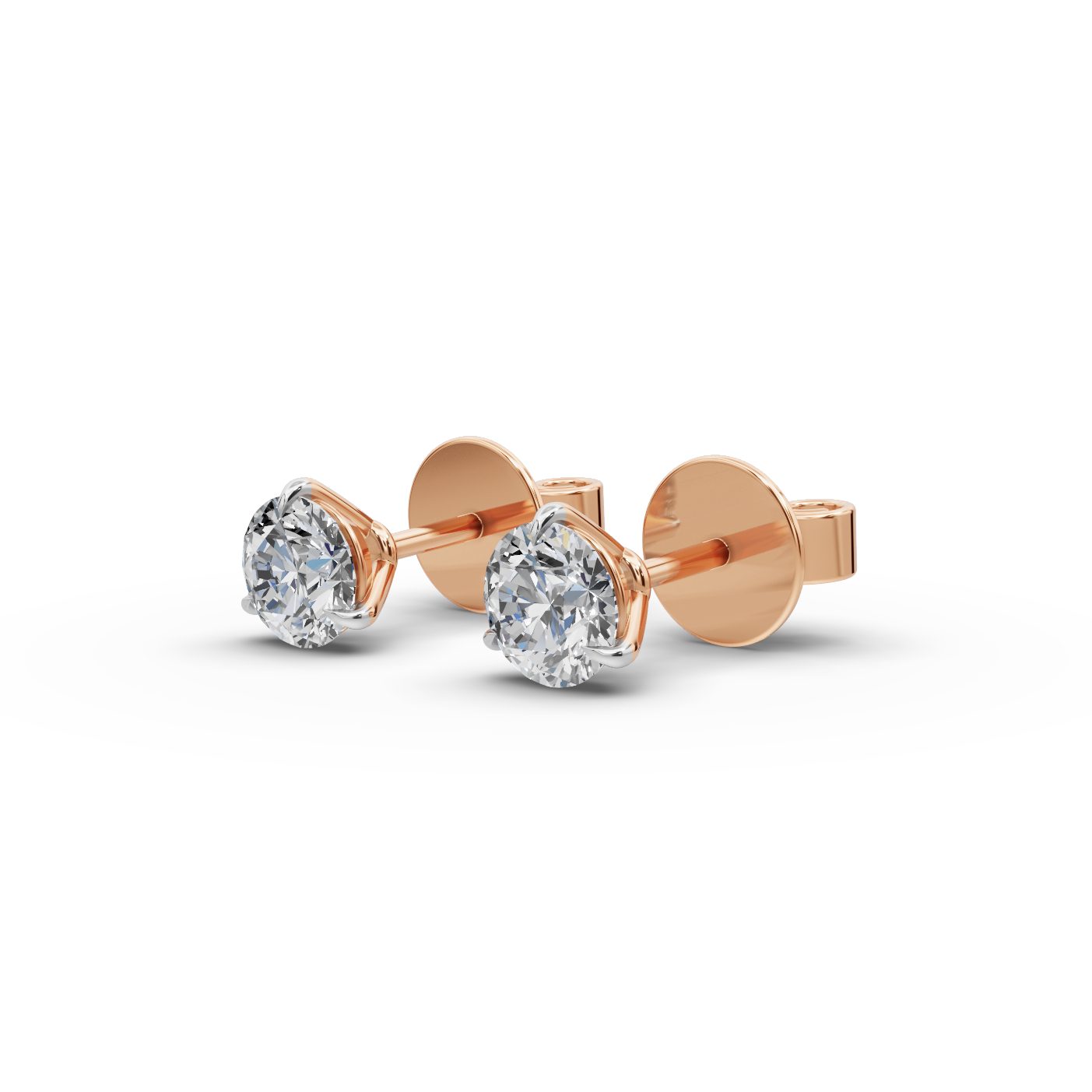 Royal Sparkle Round Lab-Grown Diamond Studs Earring in rose gold