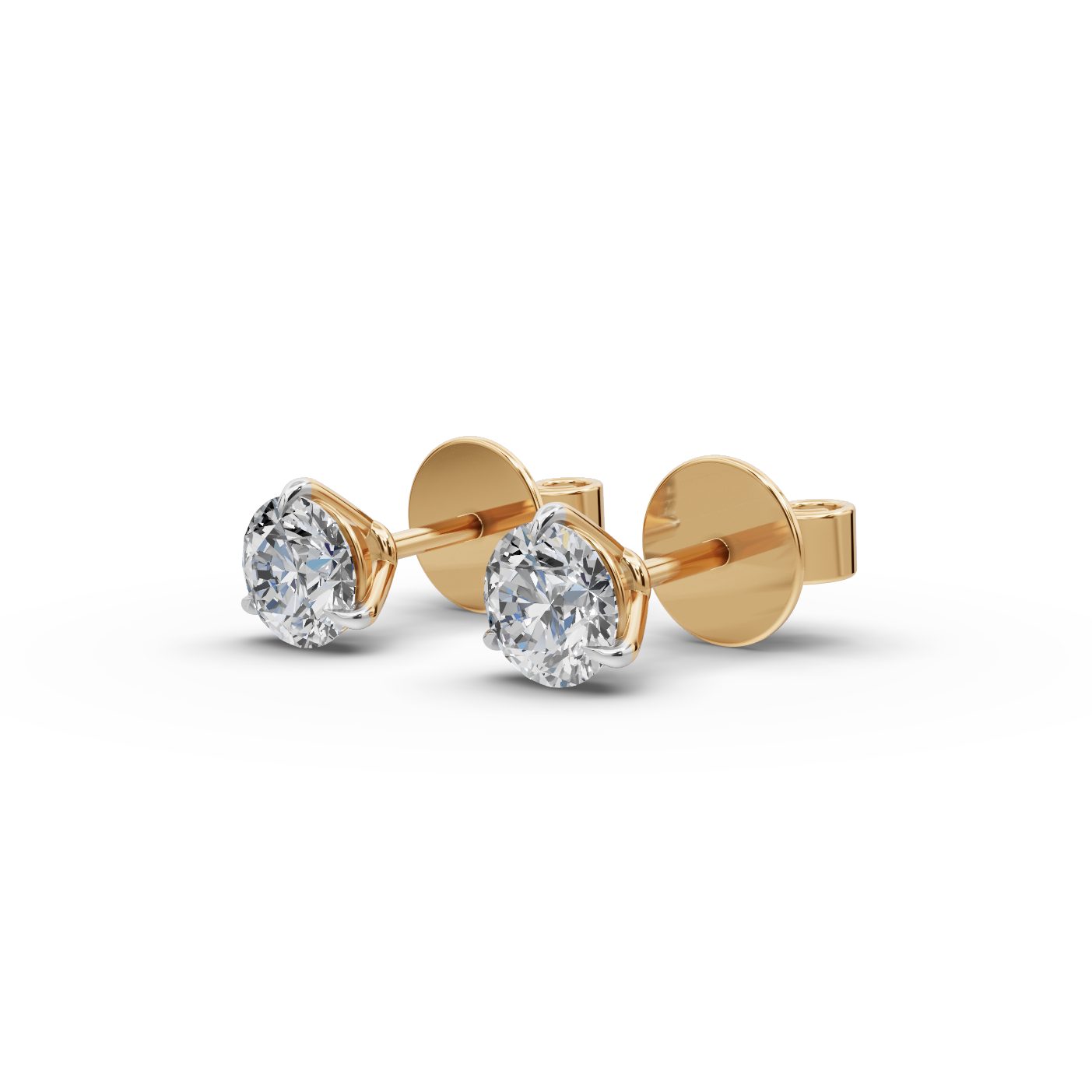 Royal Sparkle Round Lab-Grown Diamond Studs Earring in yellow gold, set with lab-grown diamonds