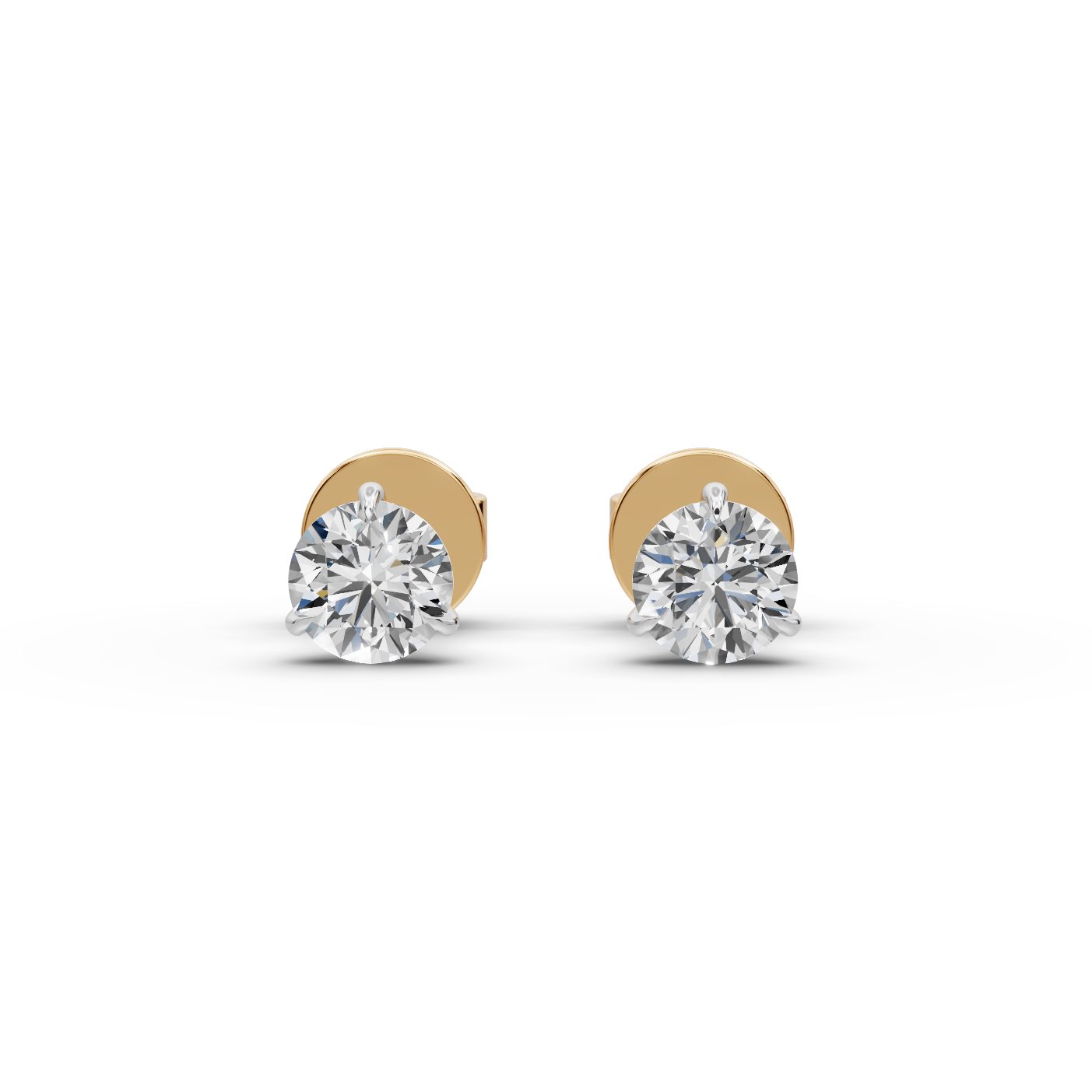 Royal Sparkle Round Lab-Grown Diamond Studs Earring in yellow gold