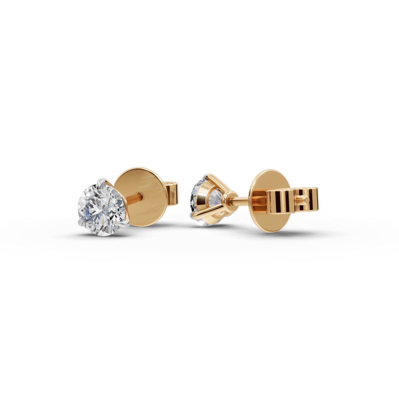 Royal Sparkle Round Lab-Grown Diamond Studs Earring in yellow gold