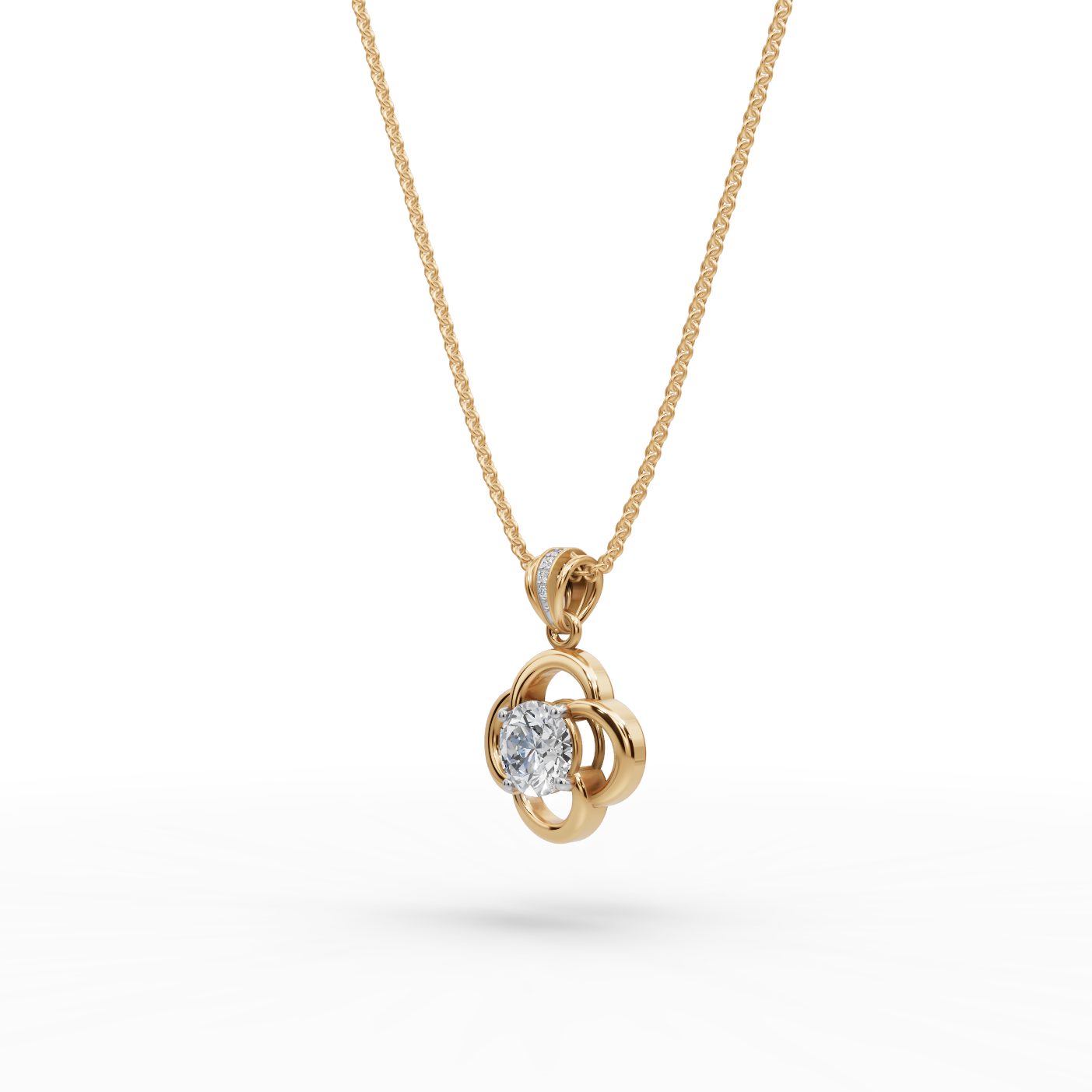 Serene Muse Round Lab-Grown Diamond Solitaire Pendant in yellow gold