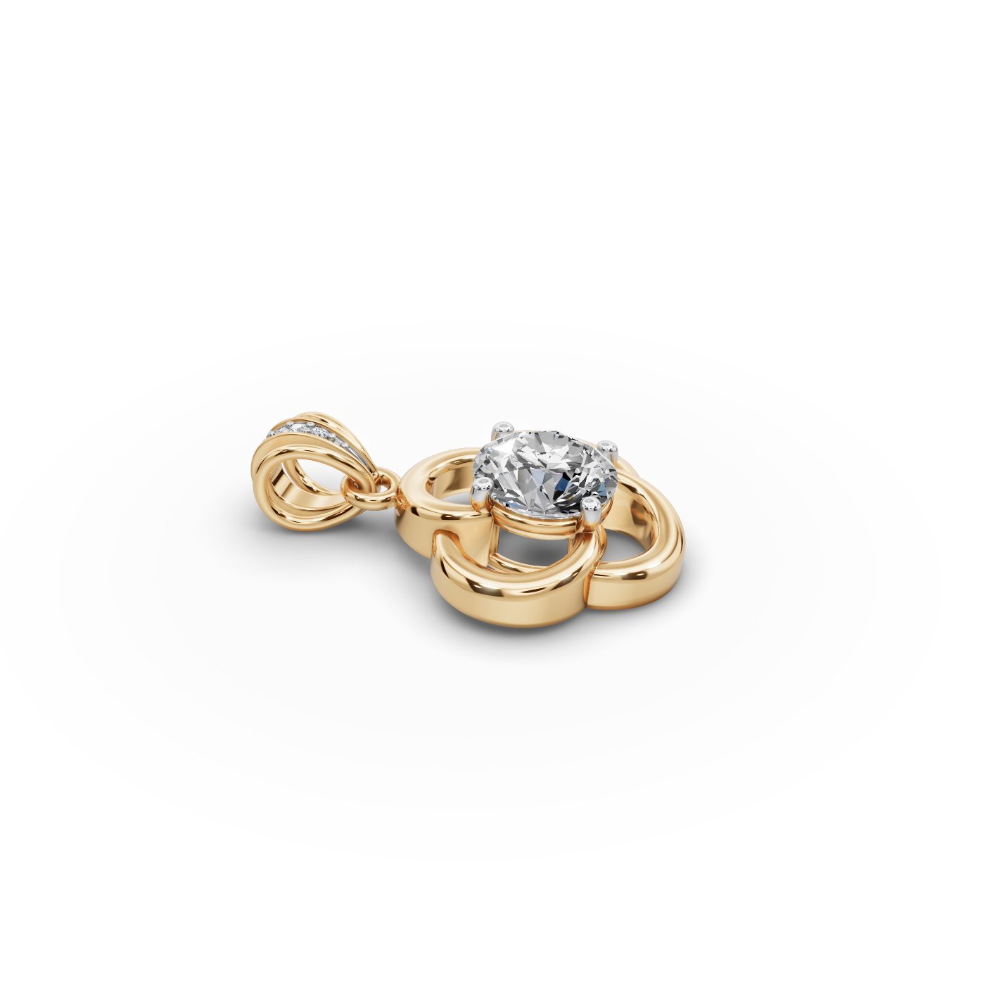 Serene Muse Round Lab-Grown Diamond Solitaire Pendant in yellow gold