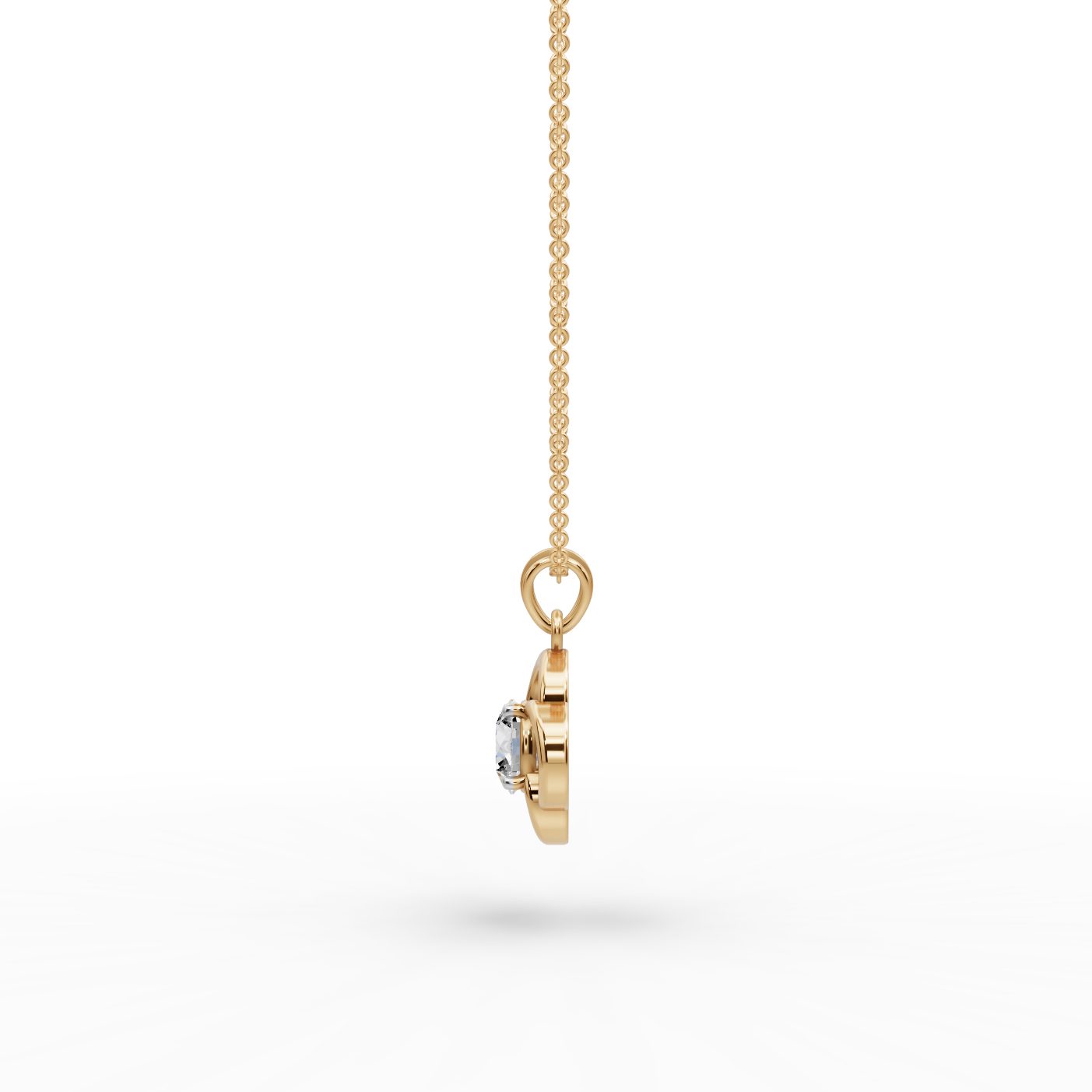 Serene Muse Round Lab-Grown Diamond Solitaire Pendant in yellow gold