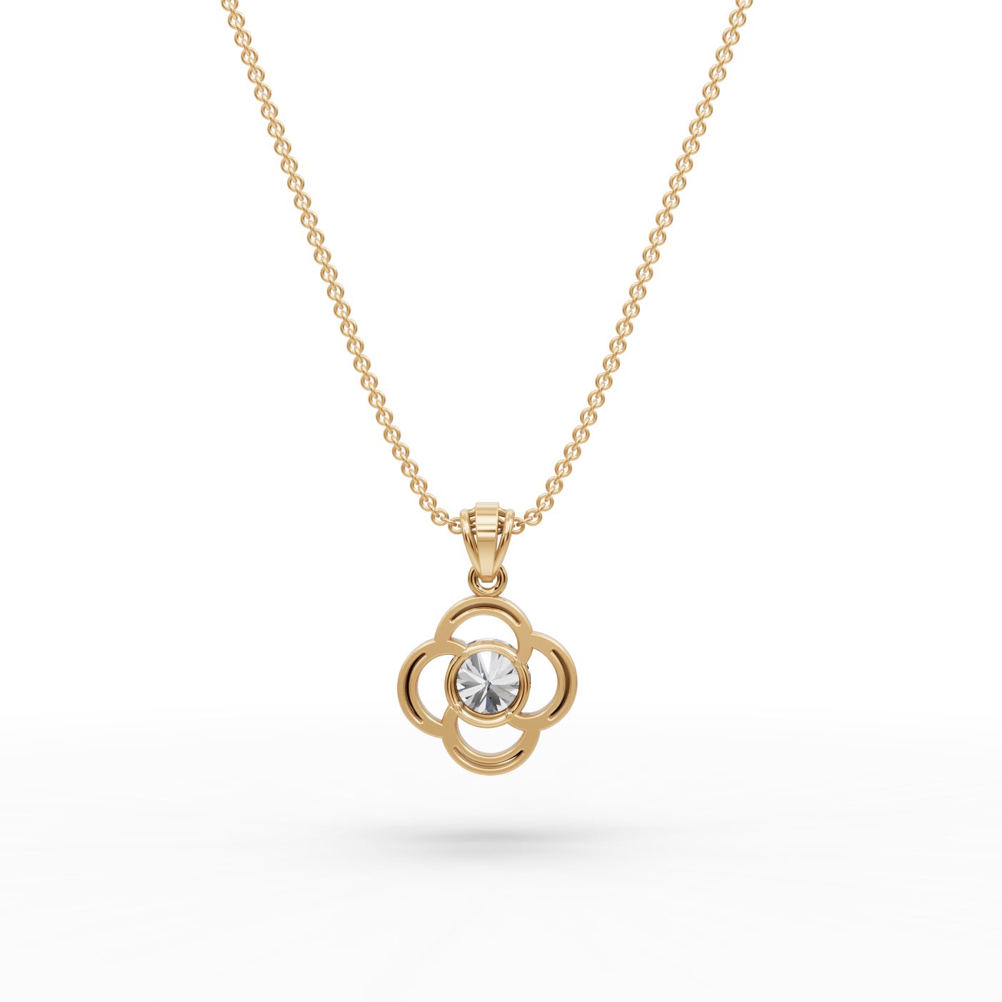 Serene Muse Round Lab-Grown Diamond Solitaire Pendant in yellow gold
