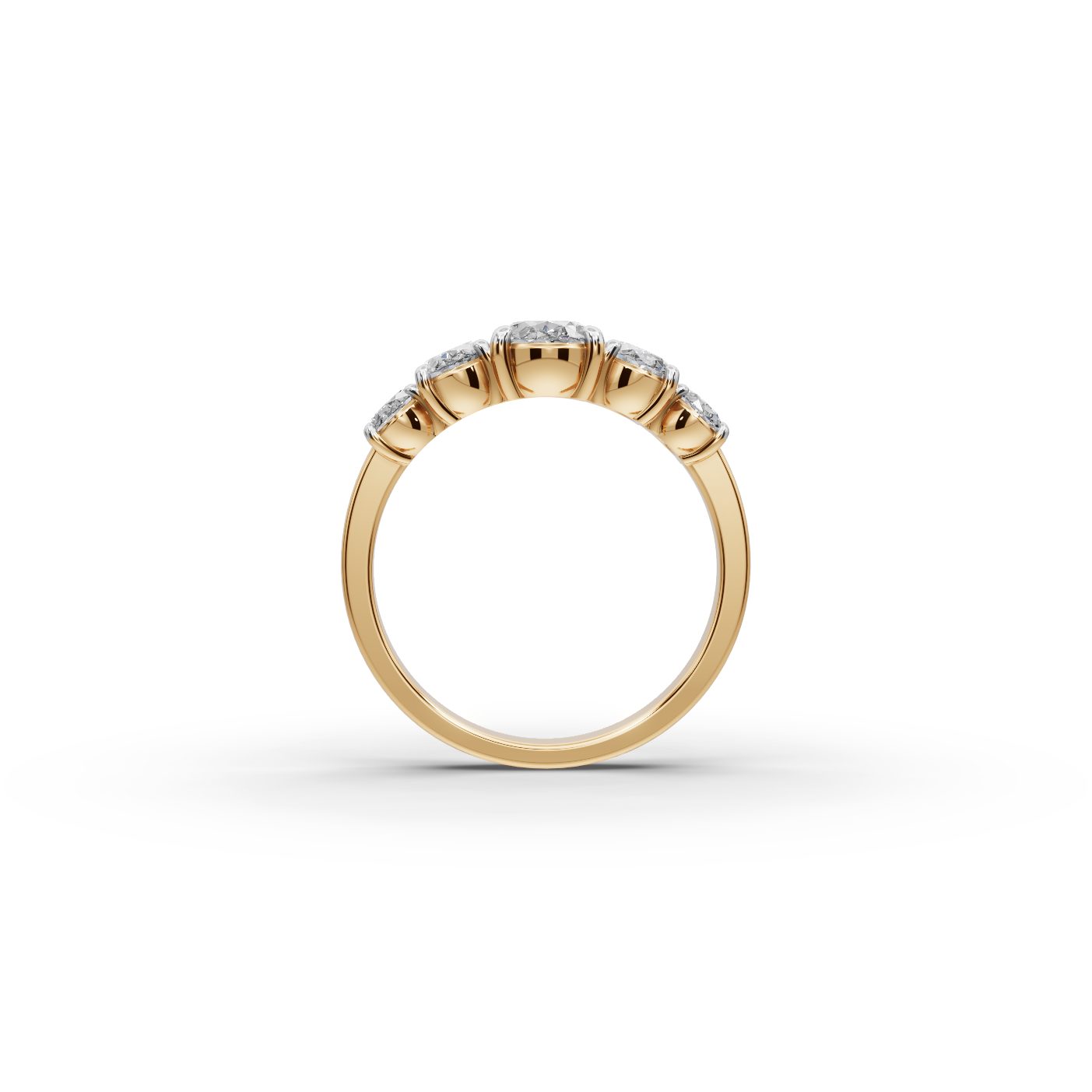 Elegant Glow Oval Lab-Grown Diamond Five Stone Ring in yellow gold