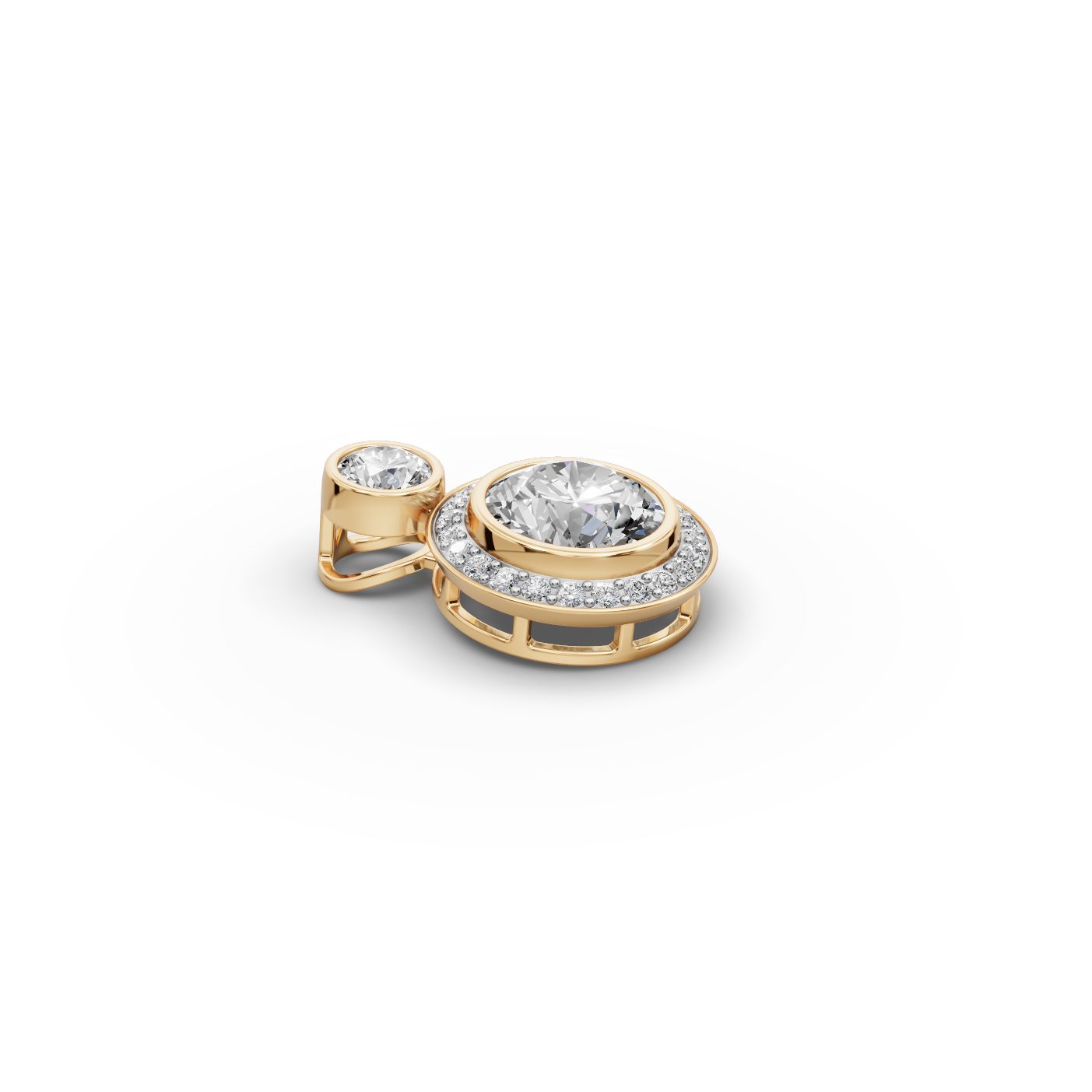 Majestic Trail Round Lab-Grown Diamond Halo Pendant in yellow gold