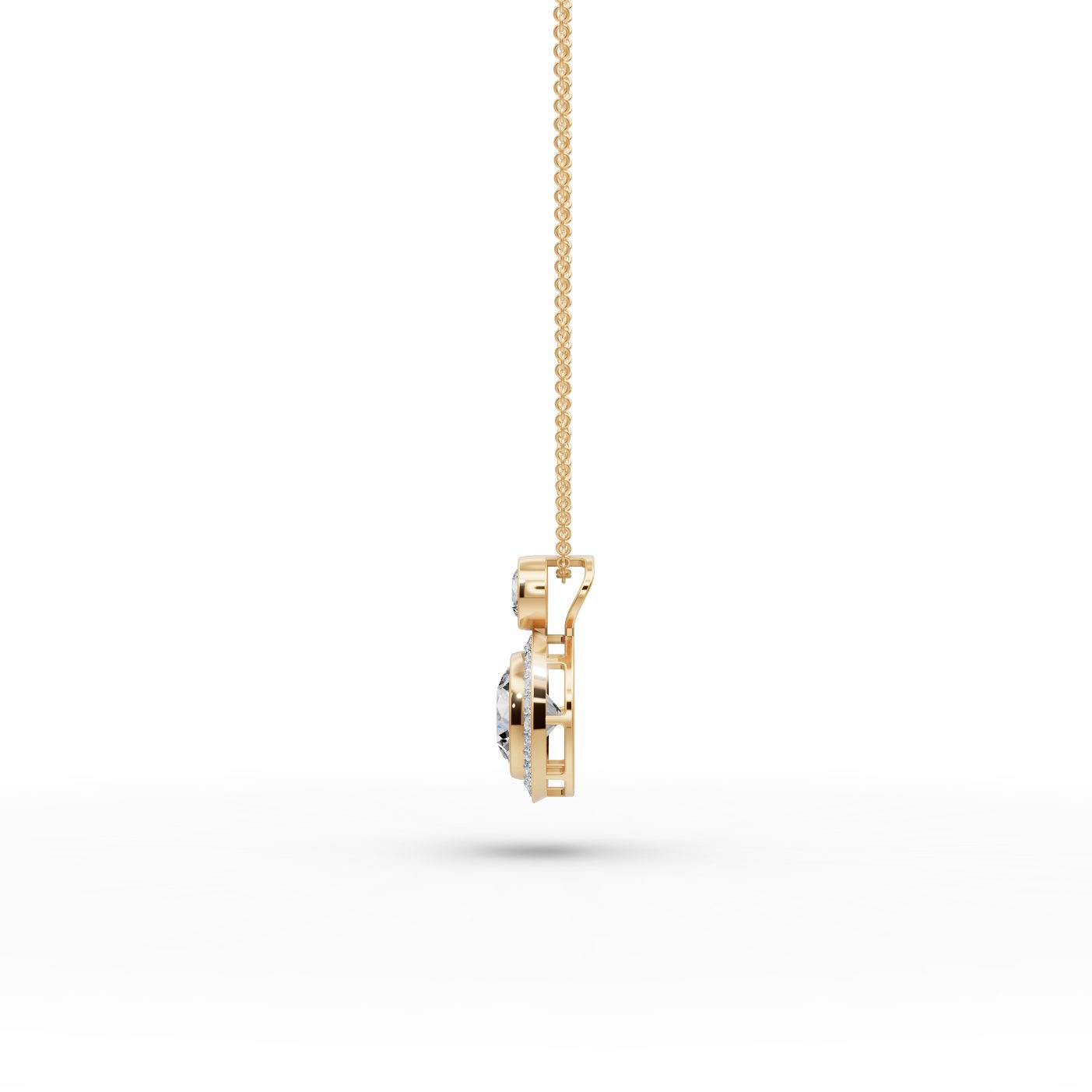 Majestic Trail Round Lab-Grown Diamond Halo Pendant in yellow gold