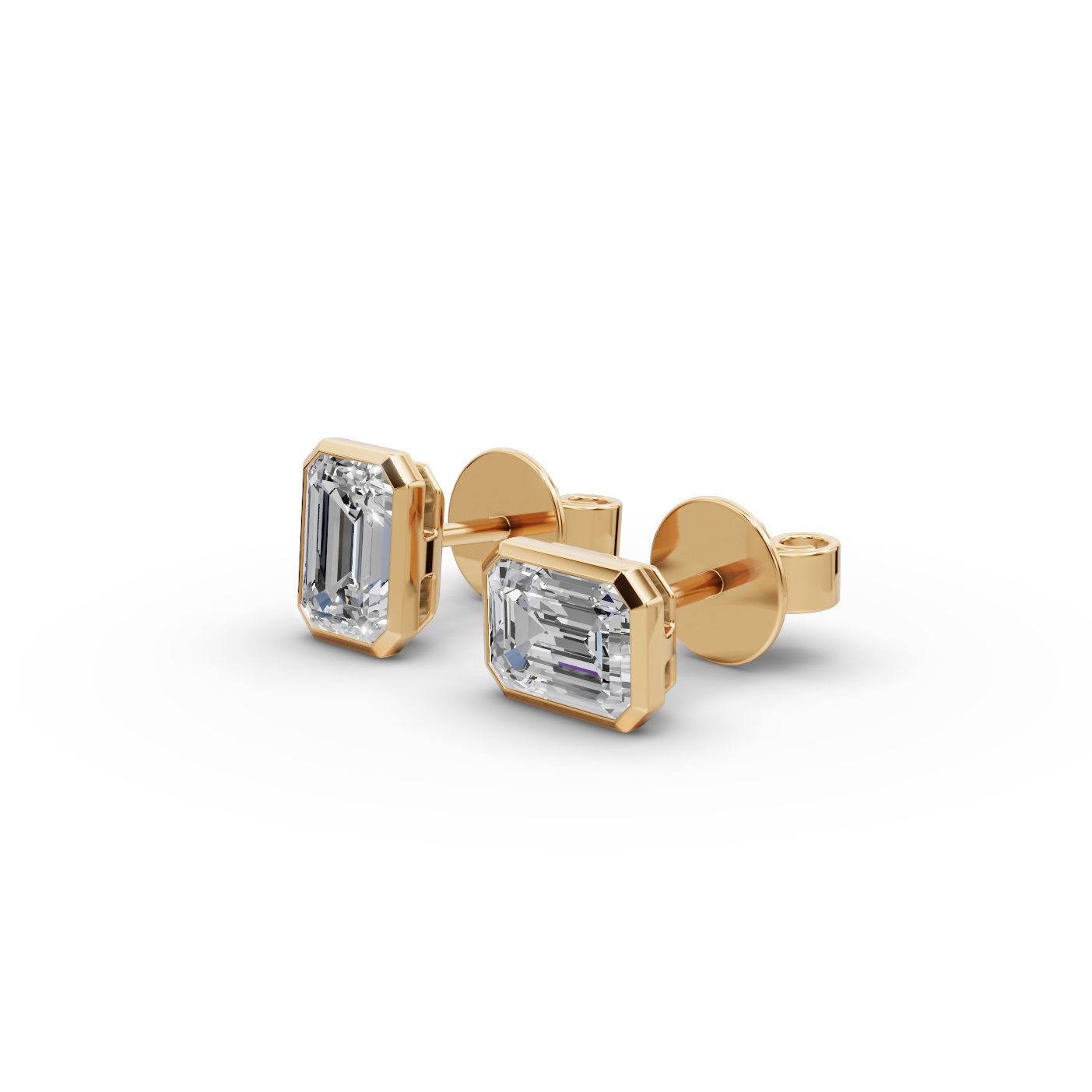 Midnight Dew Emerald Lab-Grown Diamond Studs Earring in yellow gold, set with lab-grown diamonds