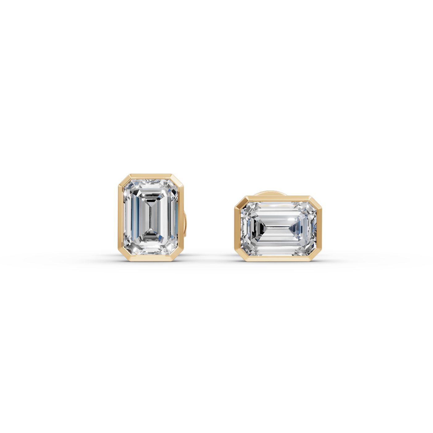 Midnight Dew Emerald Lab-Grown Diamond Studs Earring in yellow gold