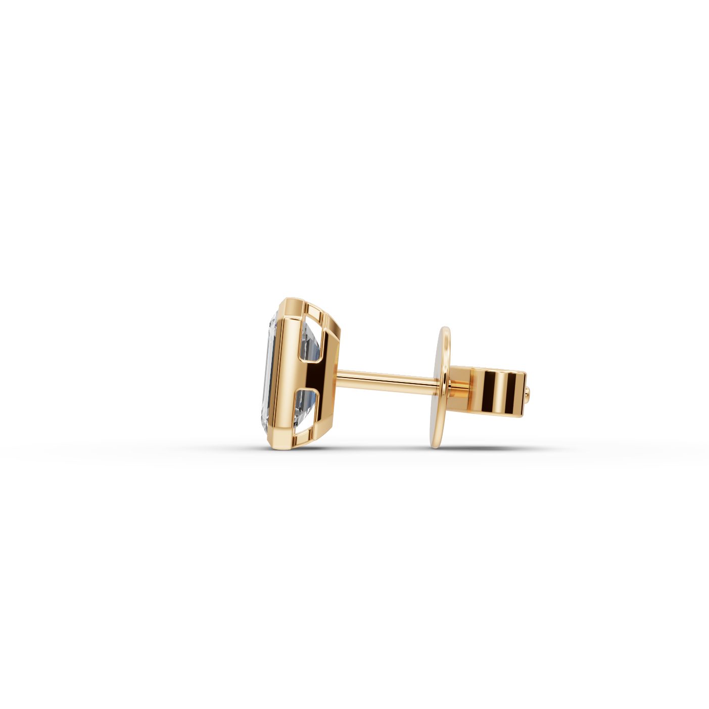 Midnight Dew Emerald Lab-Grown Diamond Studs Earring in yellow gold