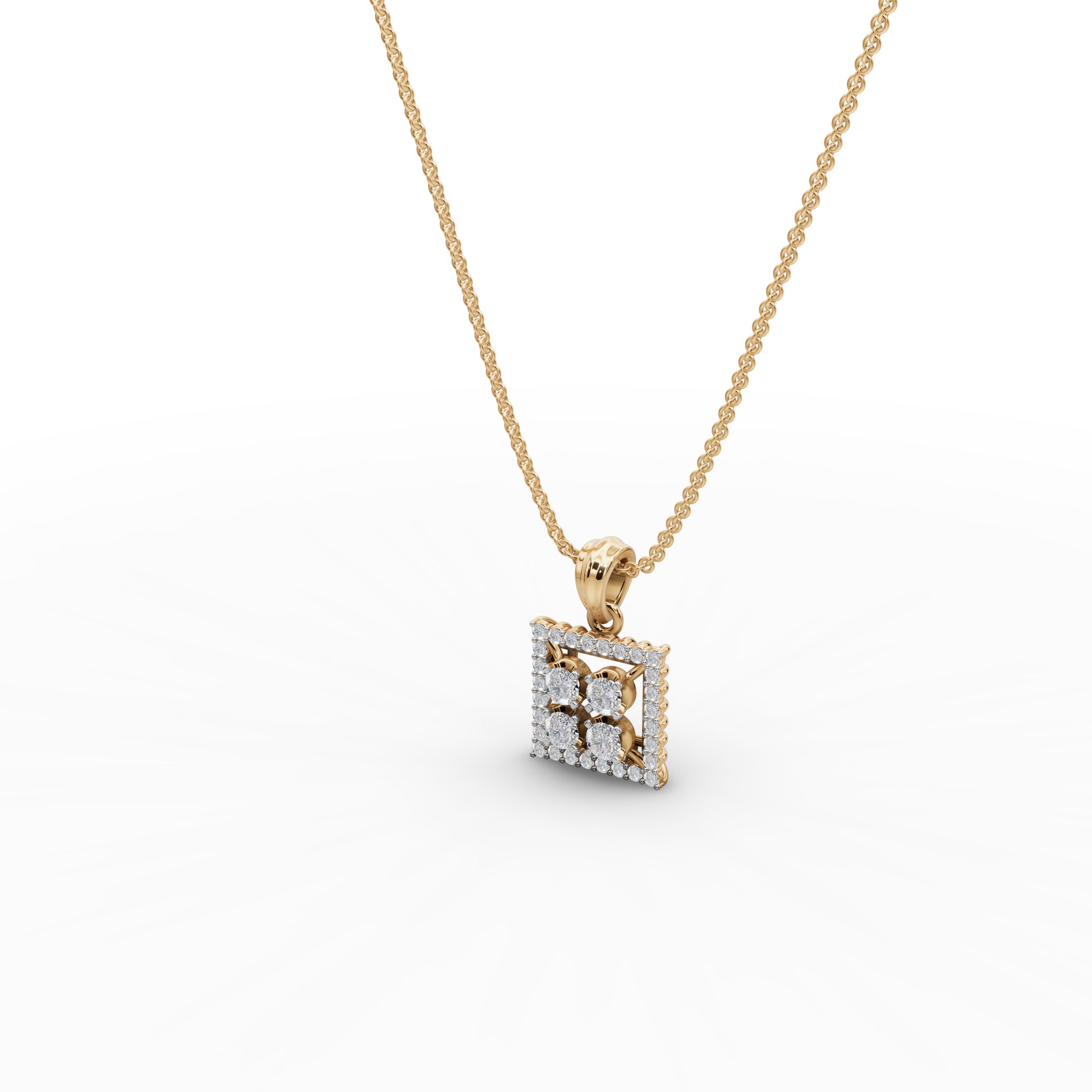 Golden Aura Round Lab-Grown Diamond Halo Pendant in yellow gold