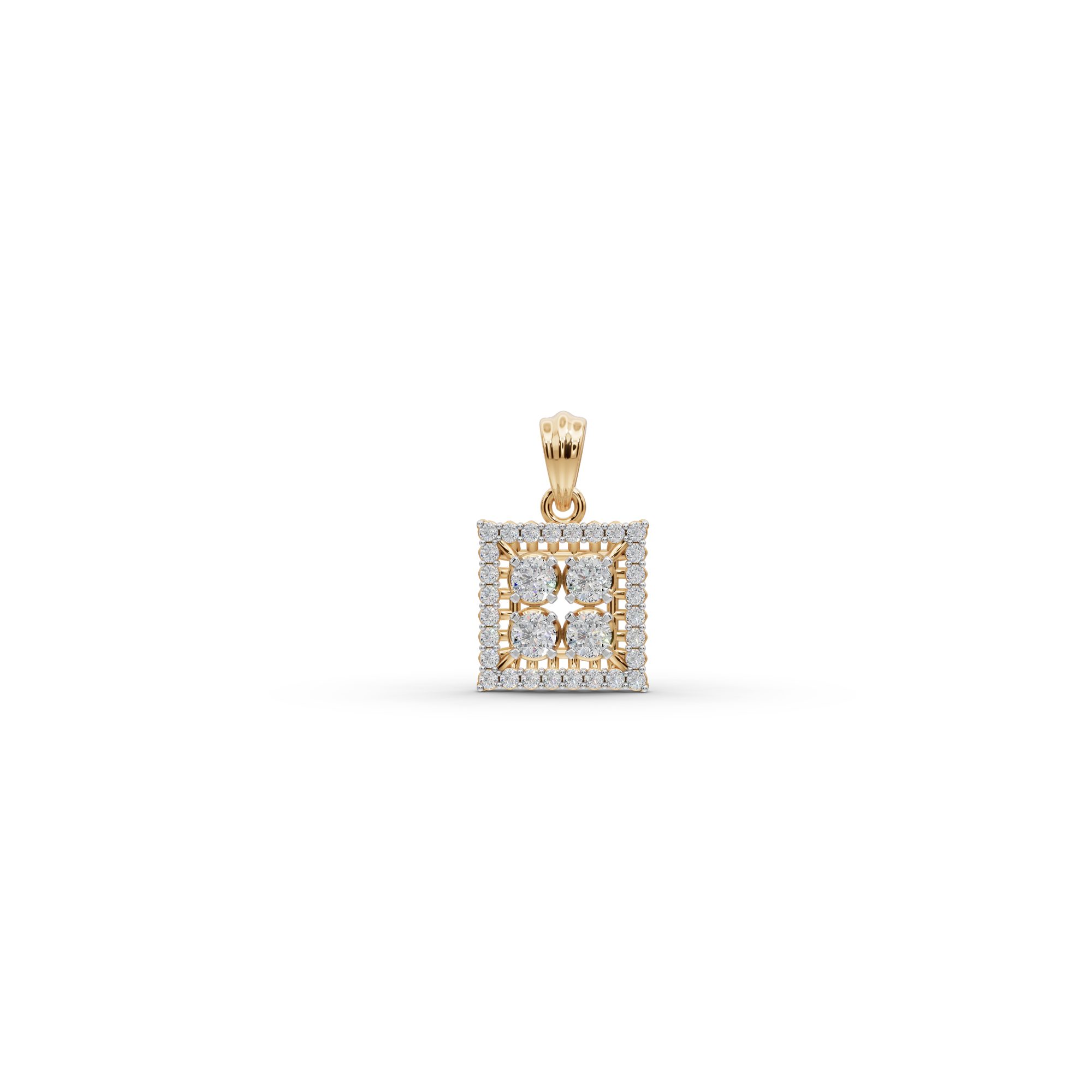 Golden Aura Round Lab-Grown Diamond Halo Pendant in yellow gold, set with lab-grown diamonds