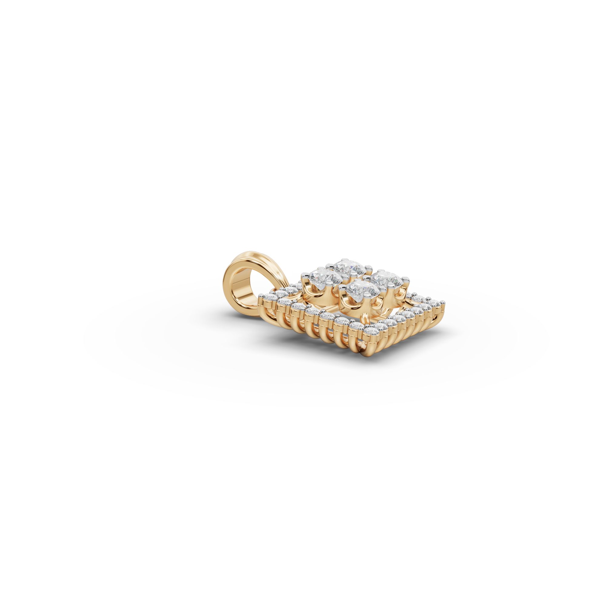 Golden Aura Round Lab-Grown Diamond Halo Pendant in yellow gold
