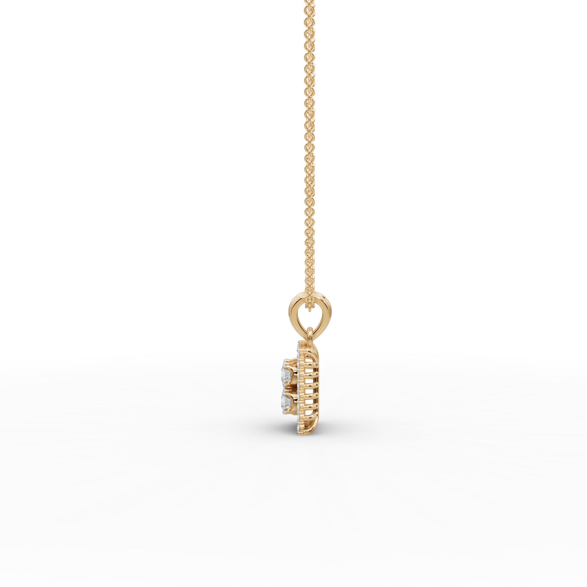 Golden Aura Round Lab-Grown Diamond Halo Pendant in yellow gold