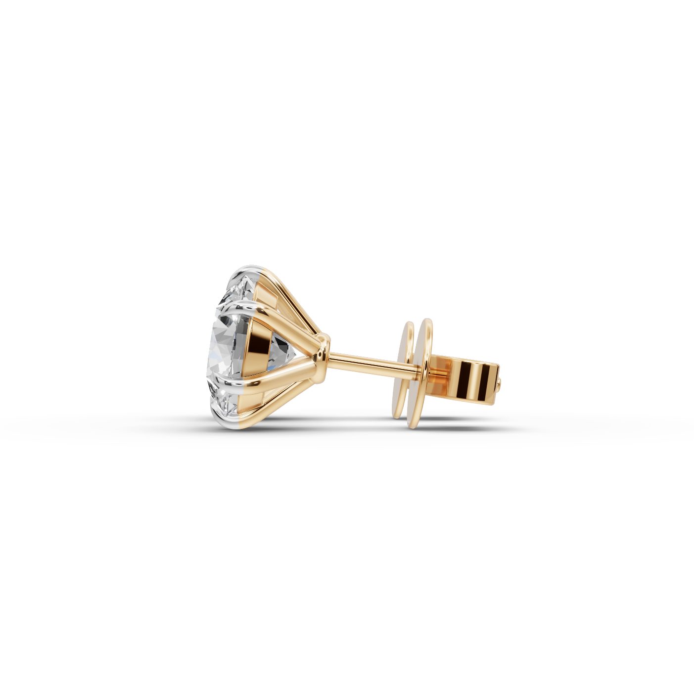 Serene Muse Round Lab-Grown Diamond Studs Earring in yellow gold