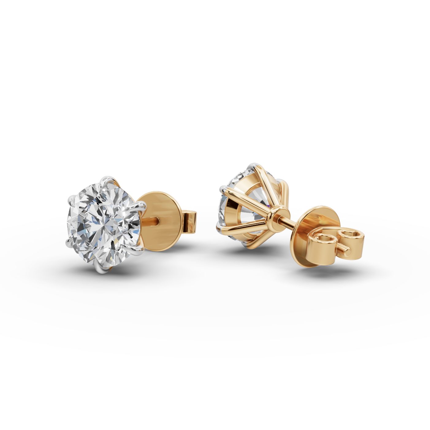 Serene Muse Round Lab-Grown Diamond Studs Earring in yellow gold