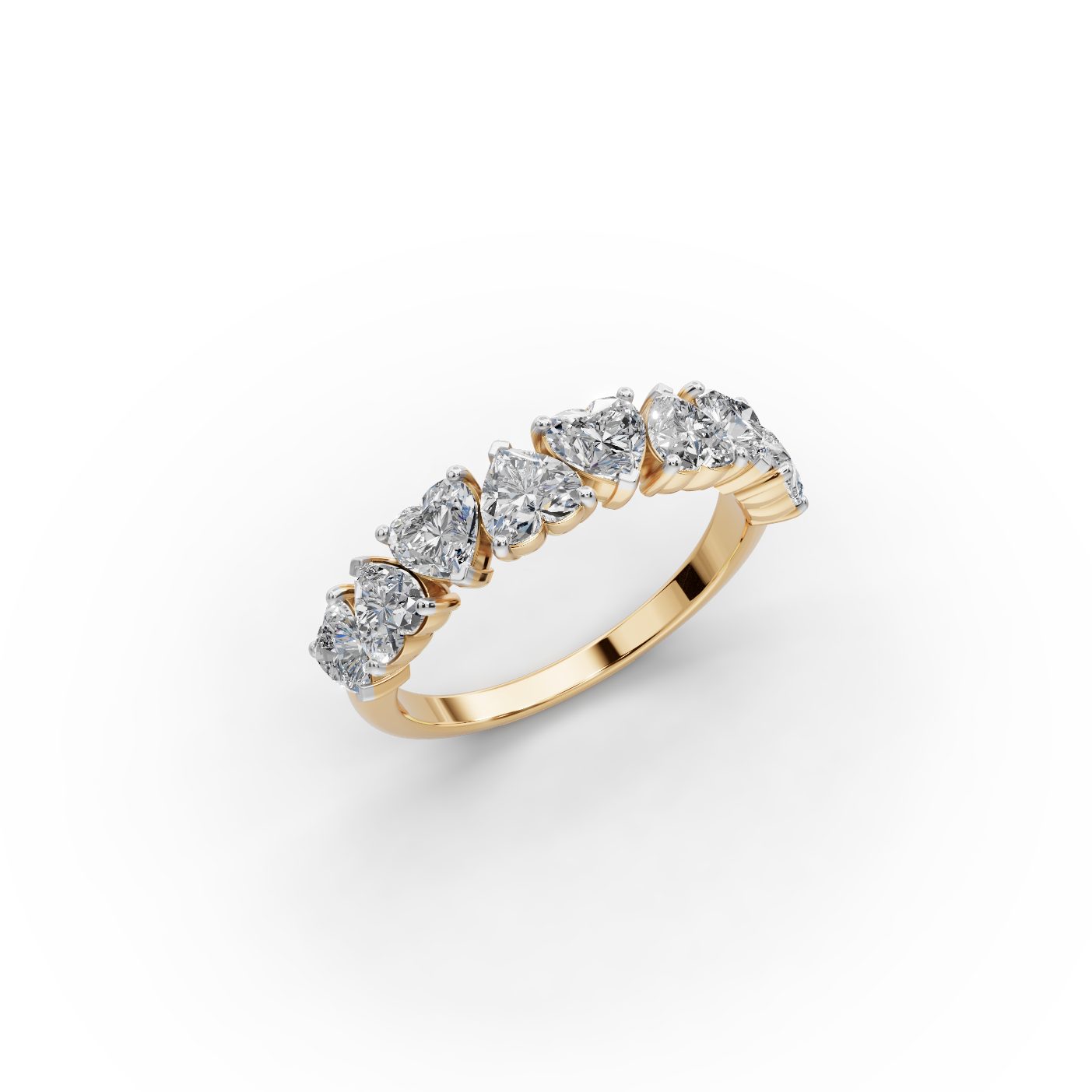 Majestic Signature Heart Lab-Grown Diamond Bands Ring in yellow gold