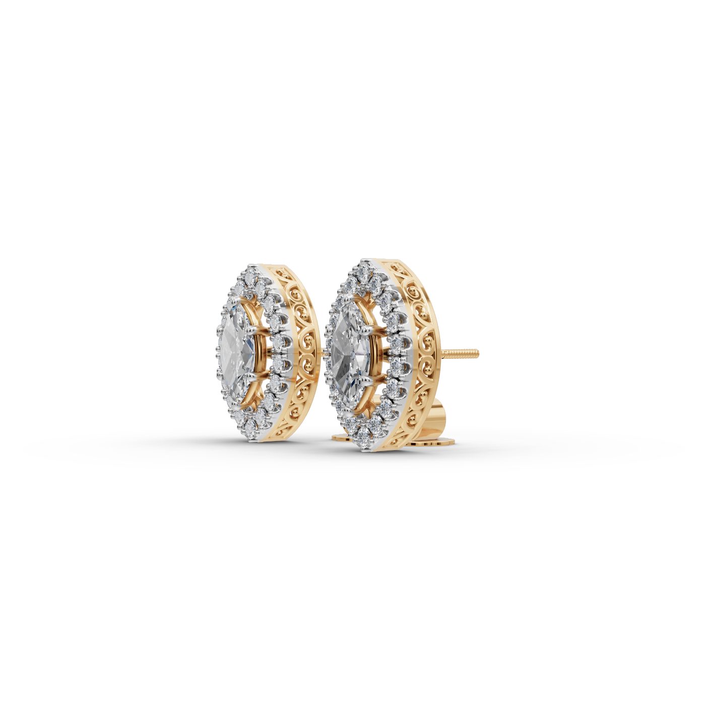 Luminous Aura Marquise Lab-Grown Diamond Studs Earring in yellow gold