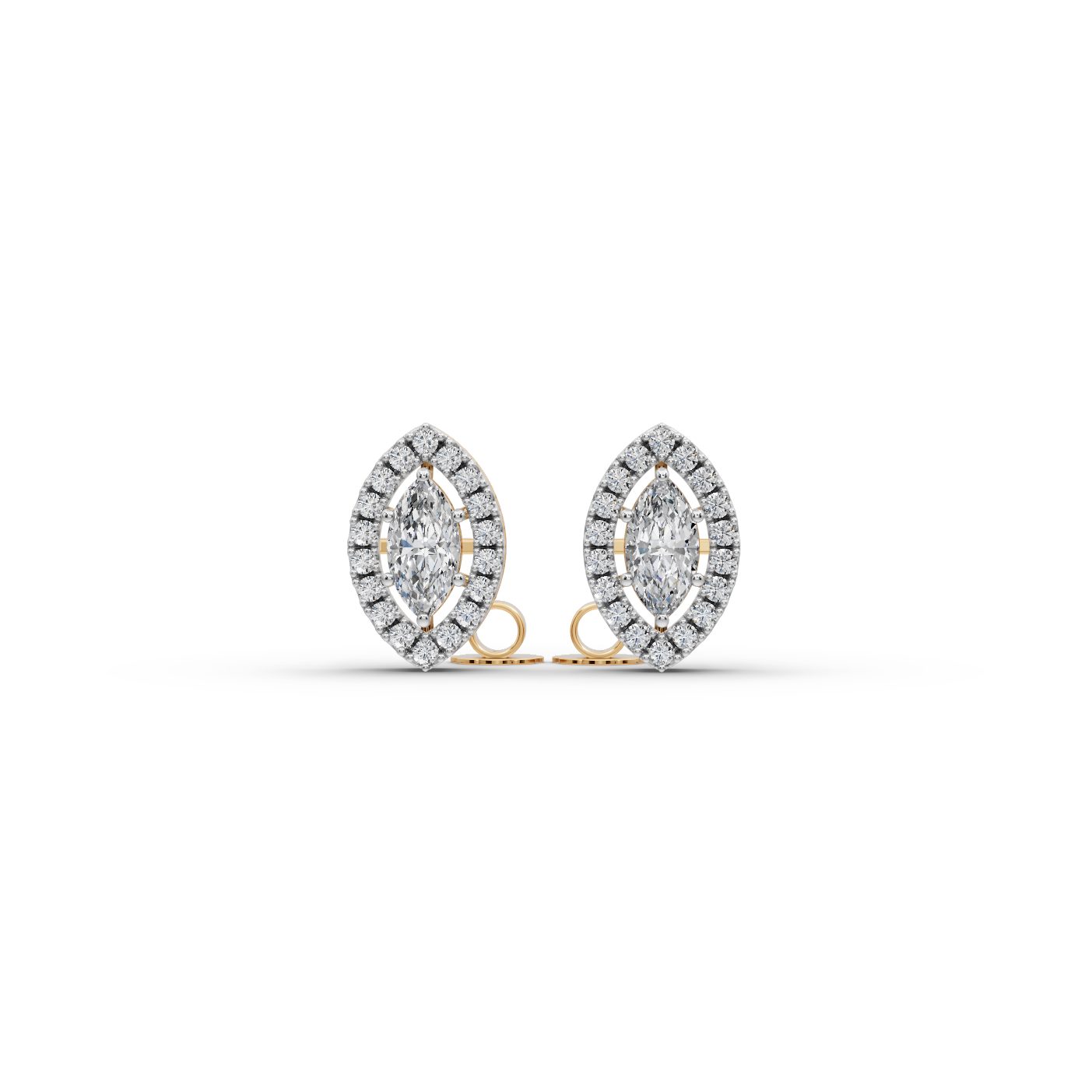 Luminous Aura Marquise Lab-Grown Diamond Studs Earring in yellow gold, set with lab-grown diamonds