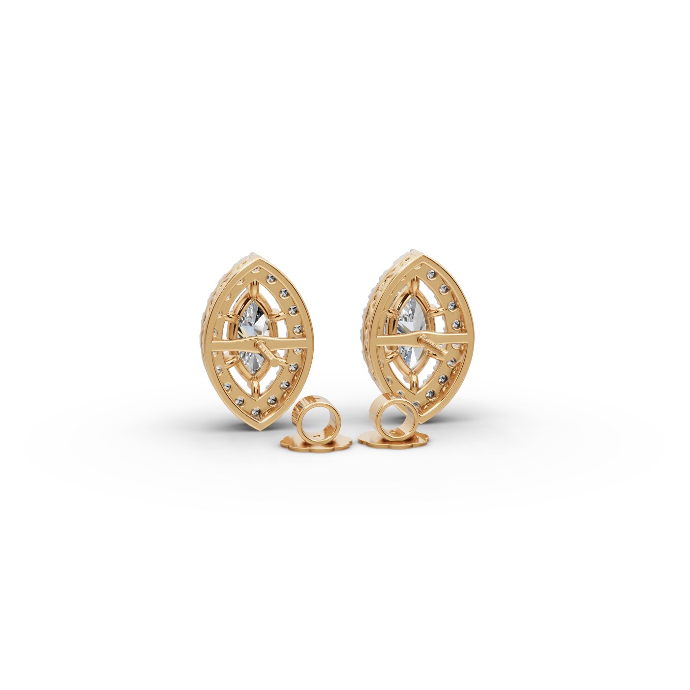 Luminous Aura Marquise Lab-Grown Diamond Studs Earring in yellow gold