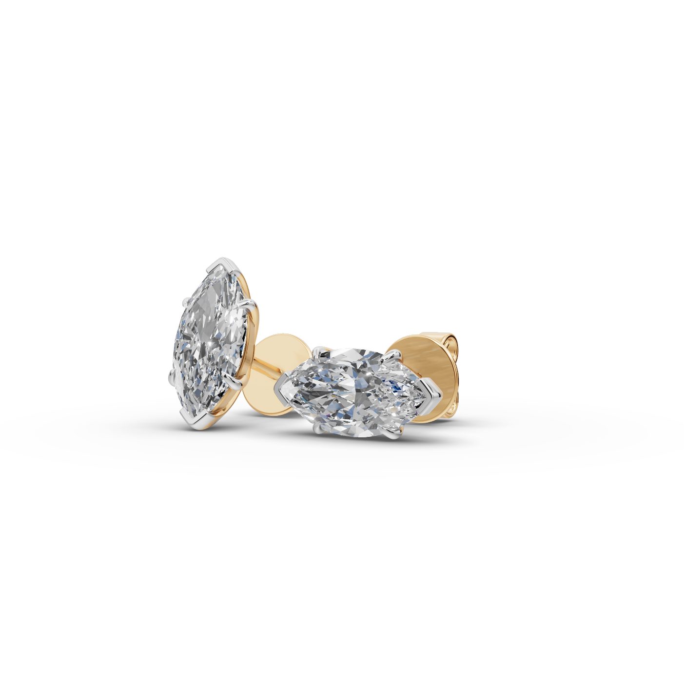 Celestial Light Marquise Lab-Grown Diamond Studs Earring in yellow gold, set with lab-grown diamonds