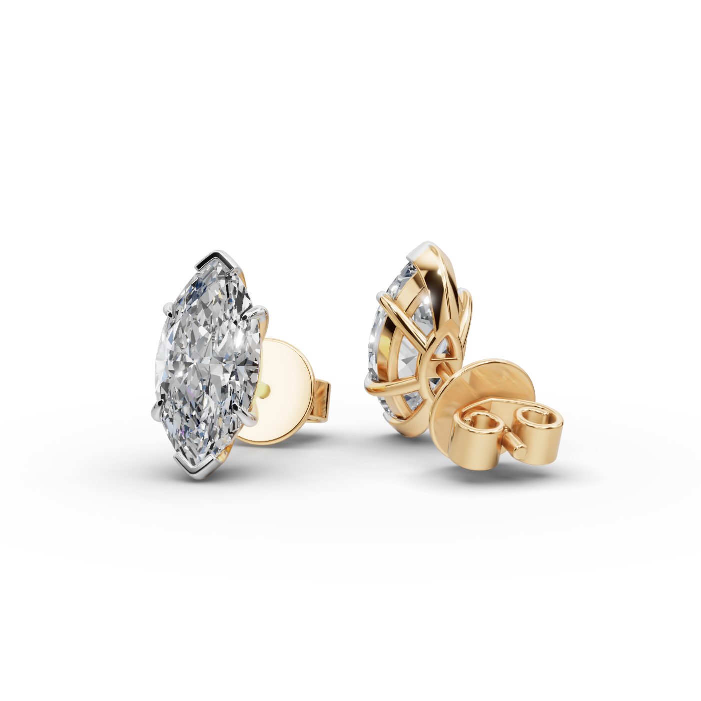 Celestial Light Marquise Lab-Grown Diamond Studs Earring in yellow gold