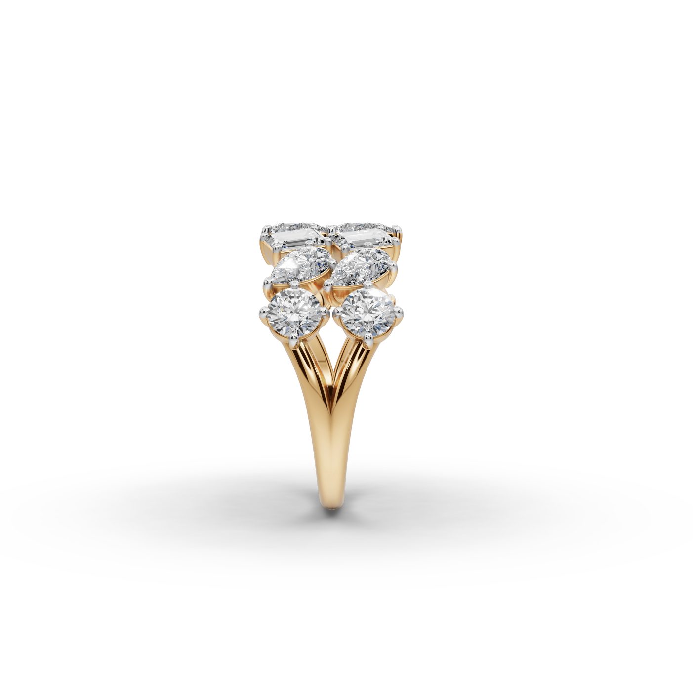 Regal Aura Pear Lab-Grown Diamond Bands Ring in yellow gold