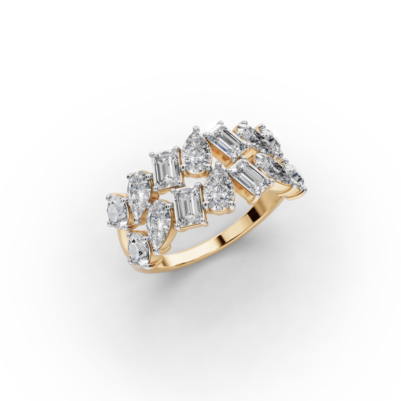 Regal Aura Pear Lab-Grown Diamond Bands Ring in yellow gold