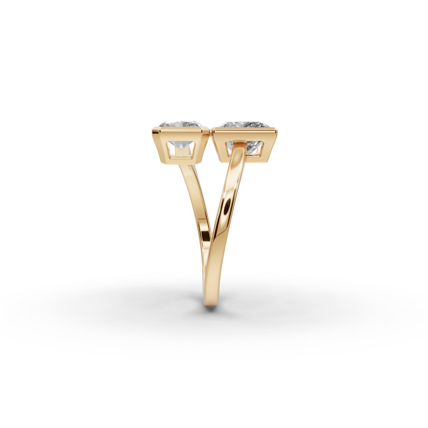 Midnight Reverie Princess Lab-Grown Diamond Two Stone Toi Et Moi in yellow gold