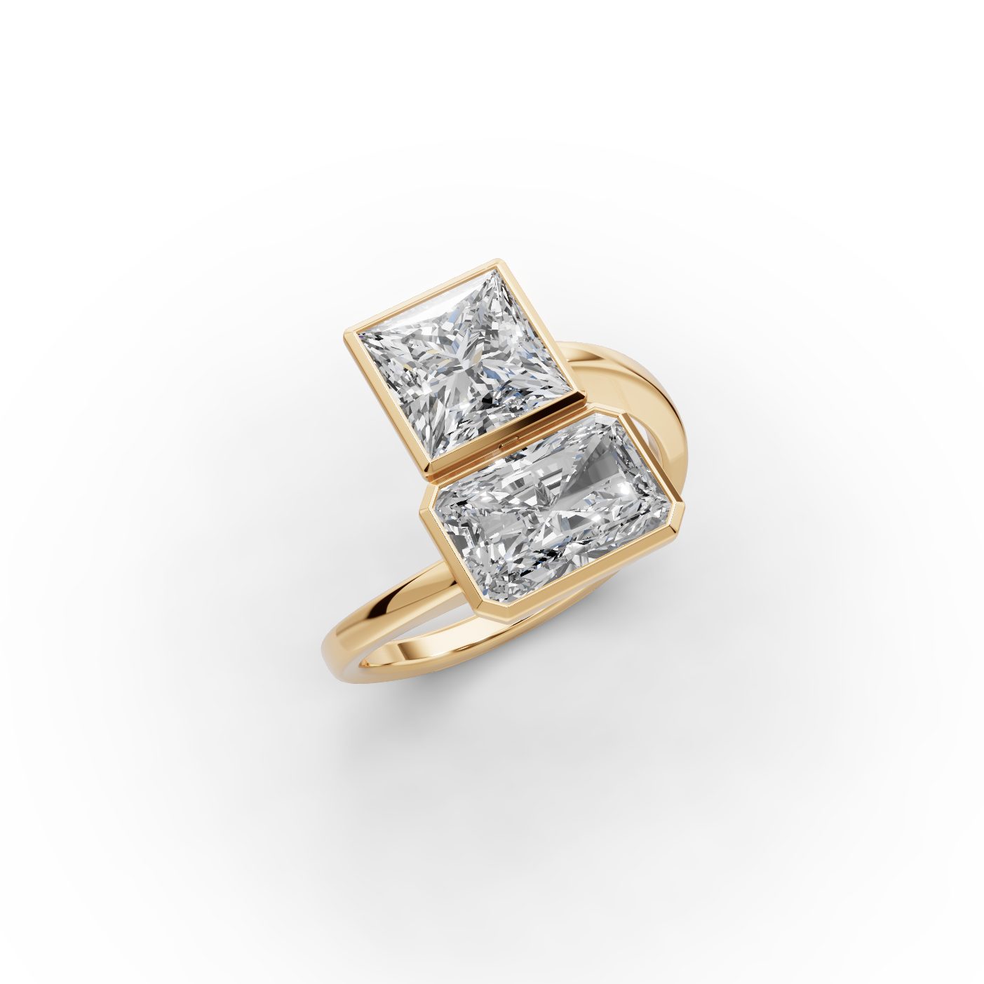 Midnight Reverie Princess Lab-Grown Diamond Two Stone Toi Et Moi in yellow gold
