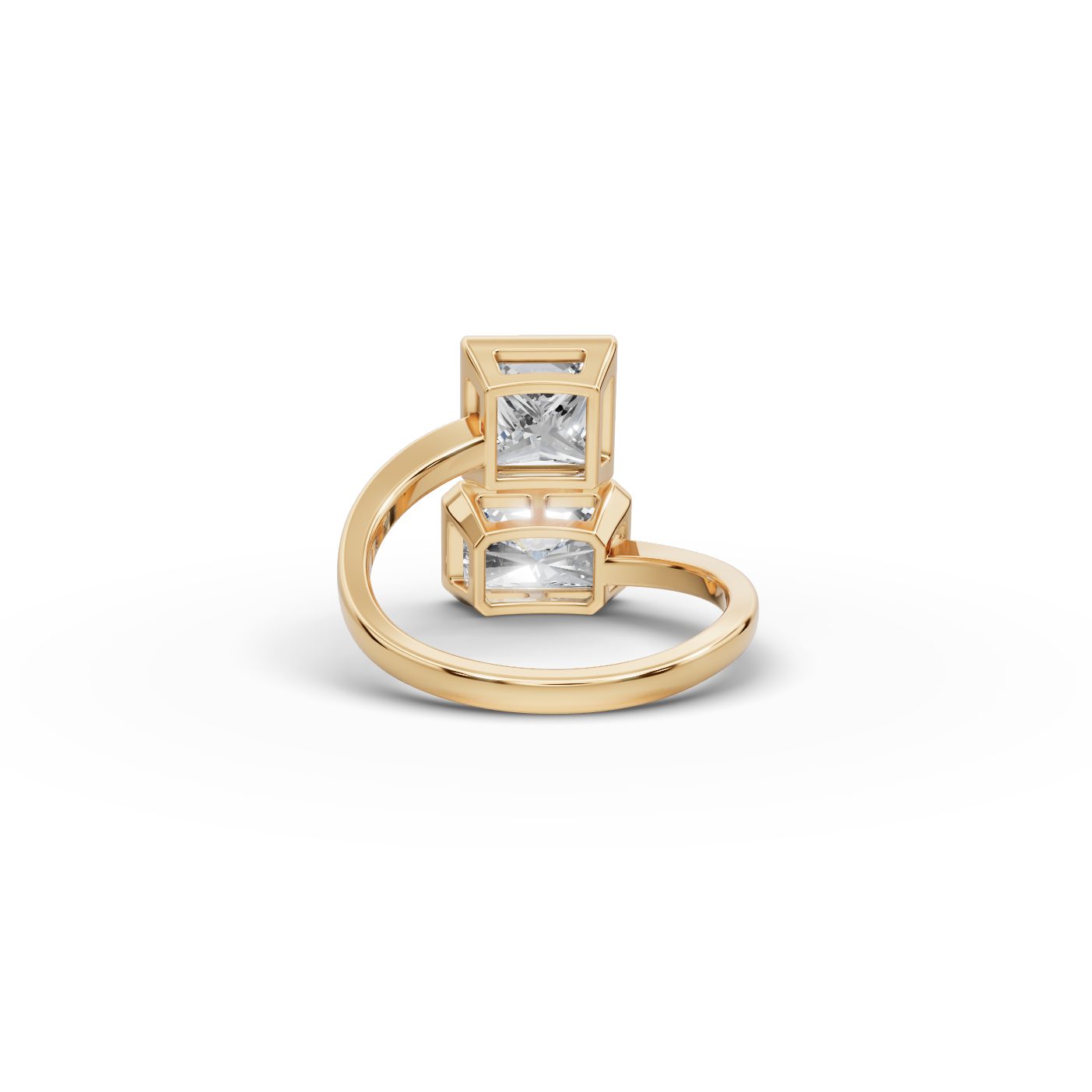 Midnight Reverie Princess Lab-Grown Diamond Two Stone Toi Et Moi in yellow gold